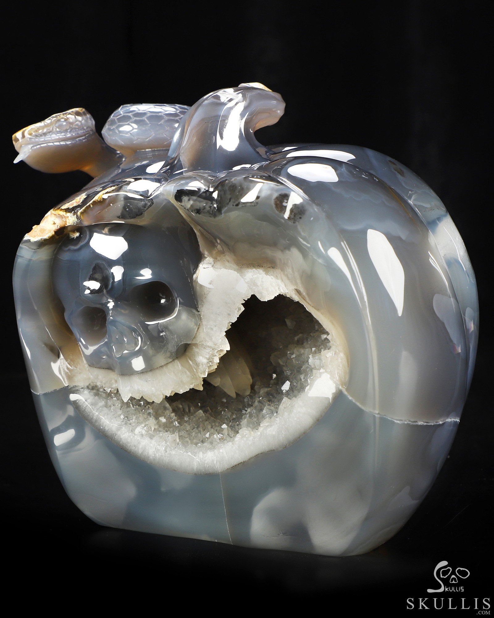 Sept 17, 2026 ACSAD (A Crystal Skull a Day) - The Crystal Hideaway - 6.7" Agate Geode Hand Carved Pumpkin & Crystal Skull Fine Art Sculpture, Crystal Healing Sept 17, 2026 ACSAD (A Crystal Skull a Day) - The Crystal Hideaway - 6.7" Agate Geode Hand Carved Pumpkin & Crystal Skull Fine Art Sculpture, Crystal Healing