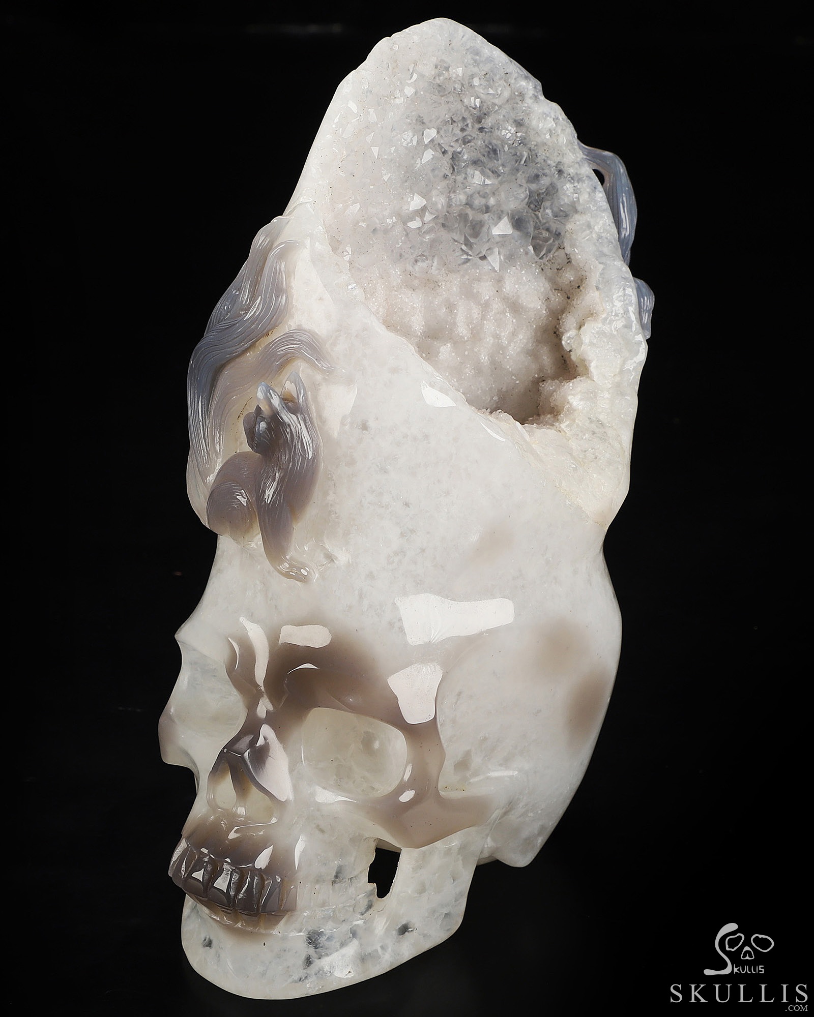 Sept 16, 2026 ACSAD (A Crystal Skull a Day) - Where Dreams Grow Tails - 7.5" Agate Geode Hand Carved Twin Nine-Tailed Foxes & Crystal Skull Fine Art Sculpture, Crystal Healing Sept 16, 2026 ACSAD (A Crystal Skull a Day) - Where Dreams Grow Tails - 7.5" Agate Geode Hand Carved Twin Nine-Tailed Foxes & Crystal Skull Fine Art Sculpture, Crystal Healing