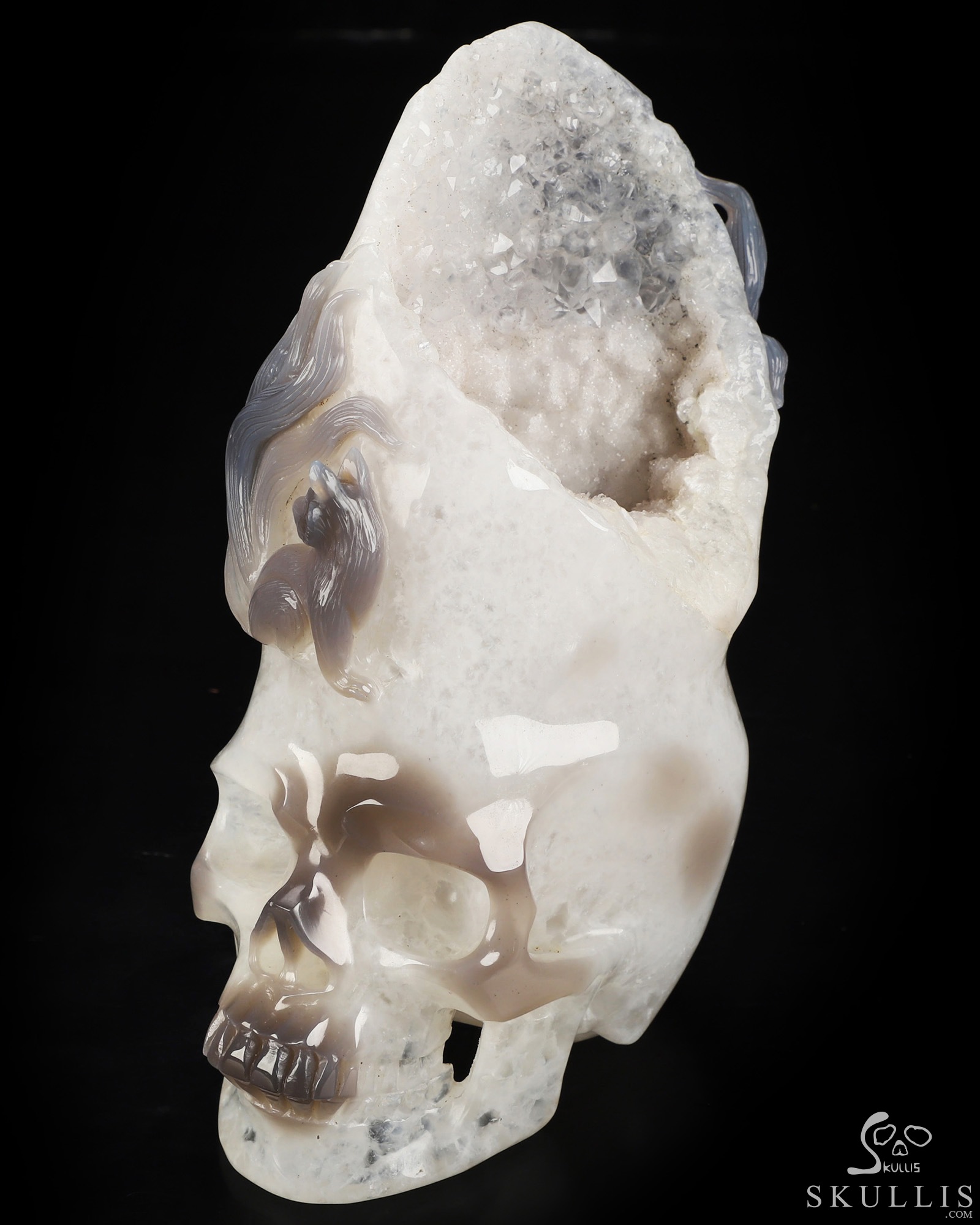 Sept 16, 2026 ACSAD (A Crystal Skull a Day) - Where Dreams Grow Tails - 7.5" Agate Geode Hand Carved Twin Nine-Tailed Foxes & Crystal Skull Fine Art Sculpture, Crystal Healing Sept 16, 2026 ACSAD (A Crystal Skull a Day) - Where Dreams Grow Tails - 7.5" Agate Geode Hand Carved Twin Nine-Tailed Foxes & Crystal Skull Fine Art Sculpture, Crystal Healing