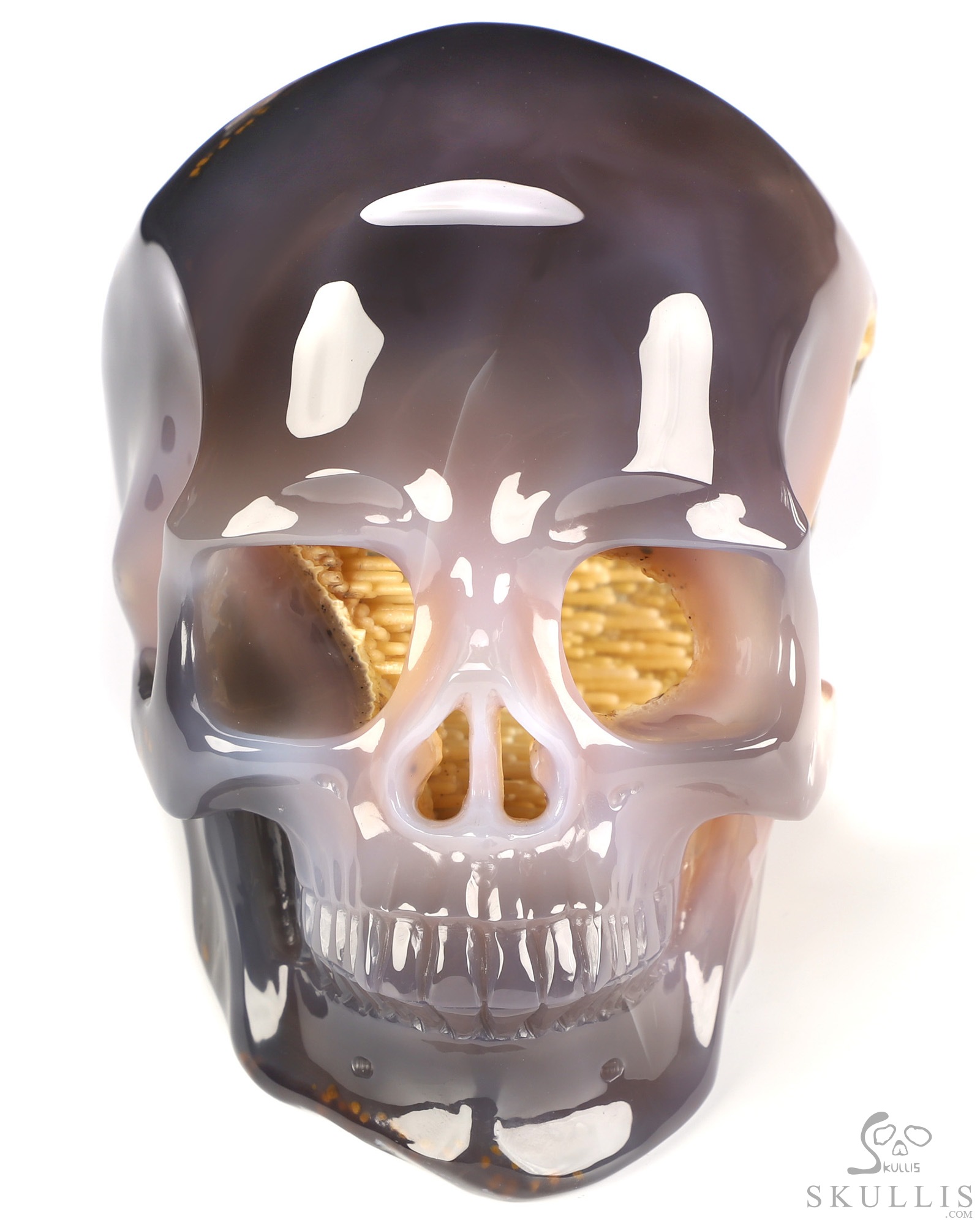 Sept 14, 2026 ACSAD (A Crystal Skull a Day) - What Grows Within - Lifesized 7.3" Rare Stalactitic Agate Geode Hand Carved Crystal Skull, Super Realistic, Crystal Healing Sept 14, 2026 ACSAD (A Crystal Skull a Day) - What Grows Within - Lifesized 7.3" Rare Stalactitic Agate Geode Hand Carved Crystal Skull, Super Realistic, Crystal Healing