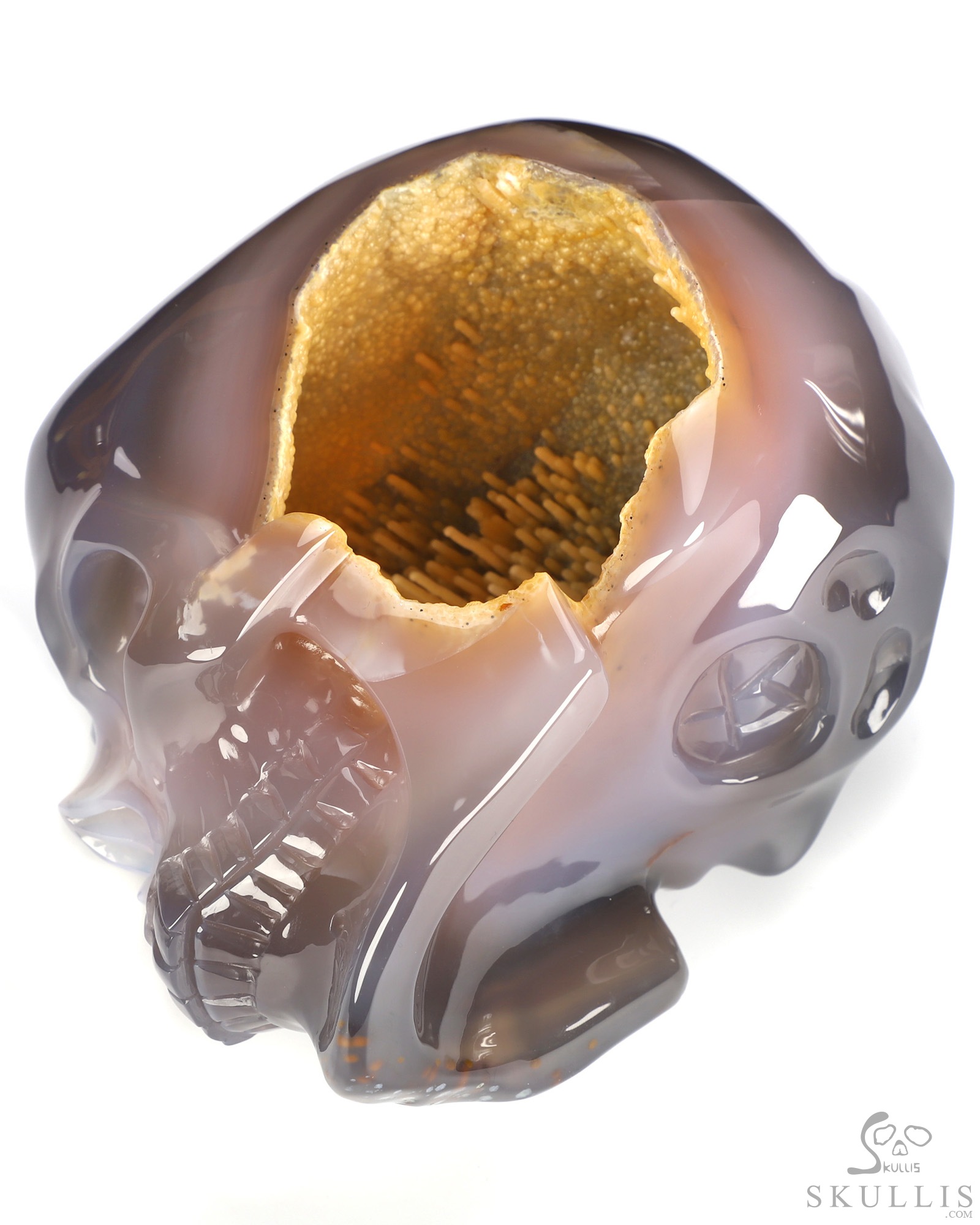 Sept 14, 2026 ACSAD (A Crystal Skull a Day) - What Grows Within - Lifesized 7.3" Rare Stalactitic Agate Geode Hand Carved Crystal Skull, Super Realistic, Crystal Healing Sept 14, 2026 ACSAD (A Crystal Skull a Day) - What Grows Within - Lifesized 7.3" Rare Stalactitic Agate Geode Hand Carved Crystal Skull, Super Realistic, Crystal Healing
