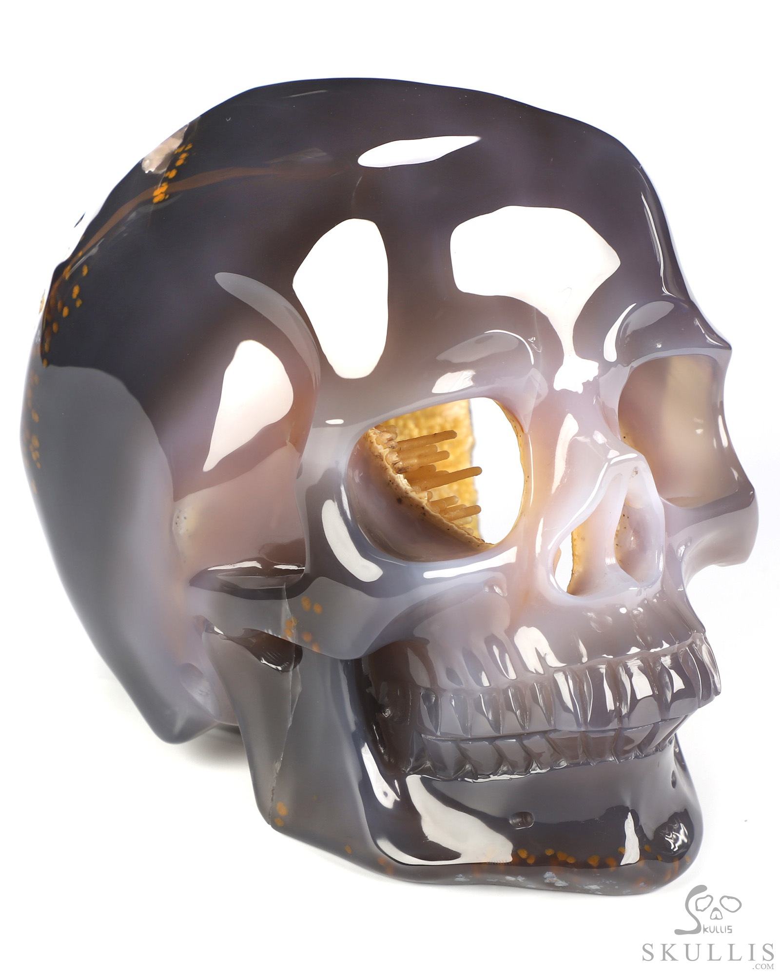 Sept 14, 2026 ACSAD (A Crystal Skull a Day) - What Grows Within - Lifesized 7.3" Rare Stalactitic Agate Geode Hand Carved Crystal Skull, Super Realistic, Crystal Healing Sept 14, 2026 ACSAD (A Crystal Skull a Day) - What Grows Within - Lifesized 7.3" Rare Stalactitic Agate Geode Hand Carved Crystal Skull, Super Realistic, Crystal Healing