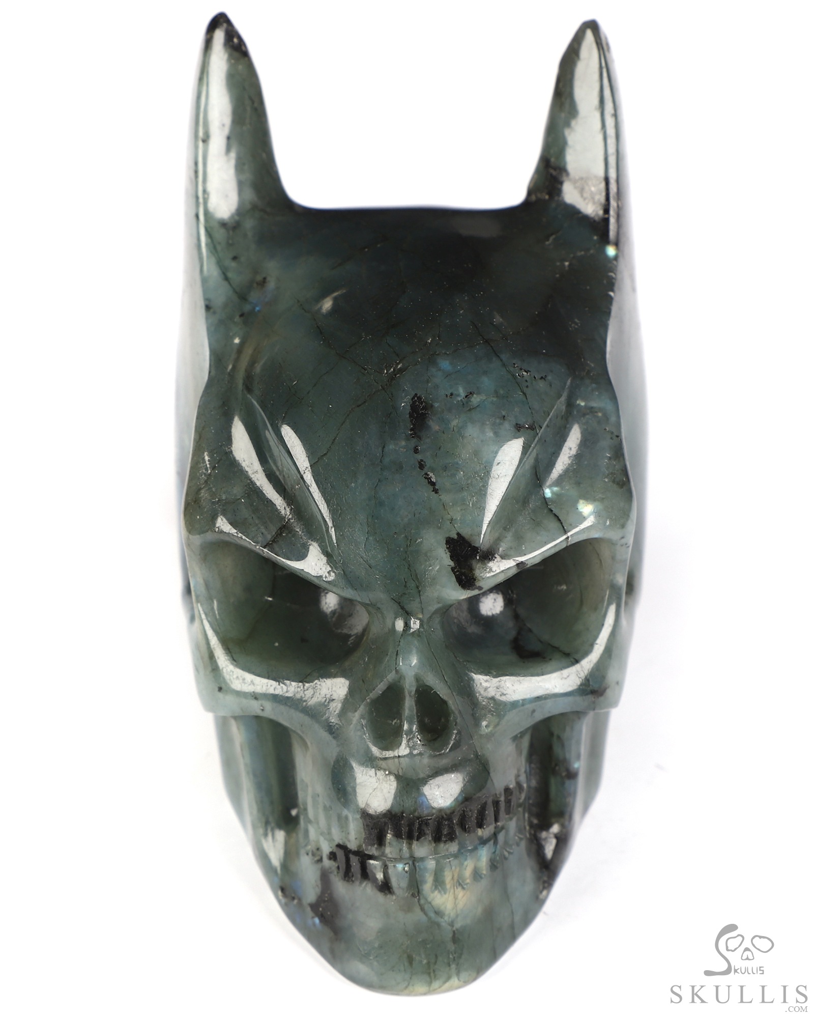 3.5" Labradorite Hand Carved Batman Crystal Skull Fine Art Sculpture, Crystal Healing 3.5" Labradorite Hand Carved Batman Crystal Skull Fine Art Sculpture, Crystal Healing
