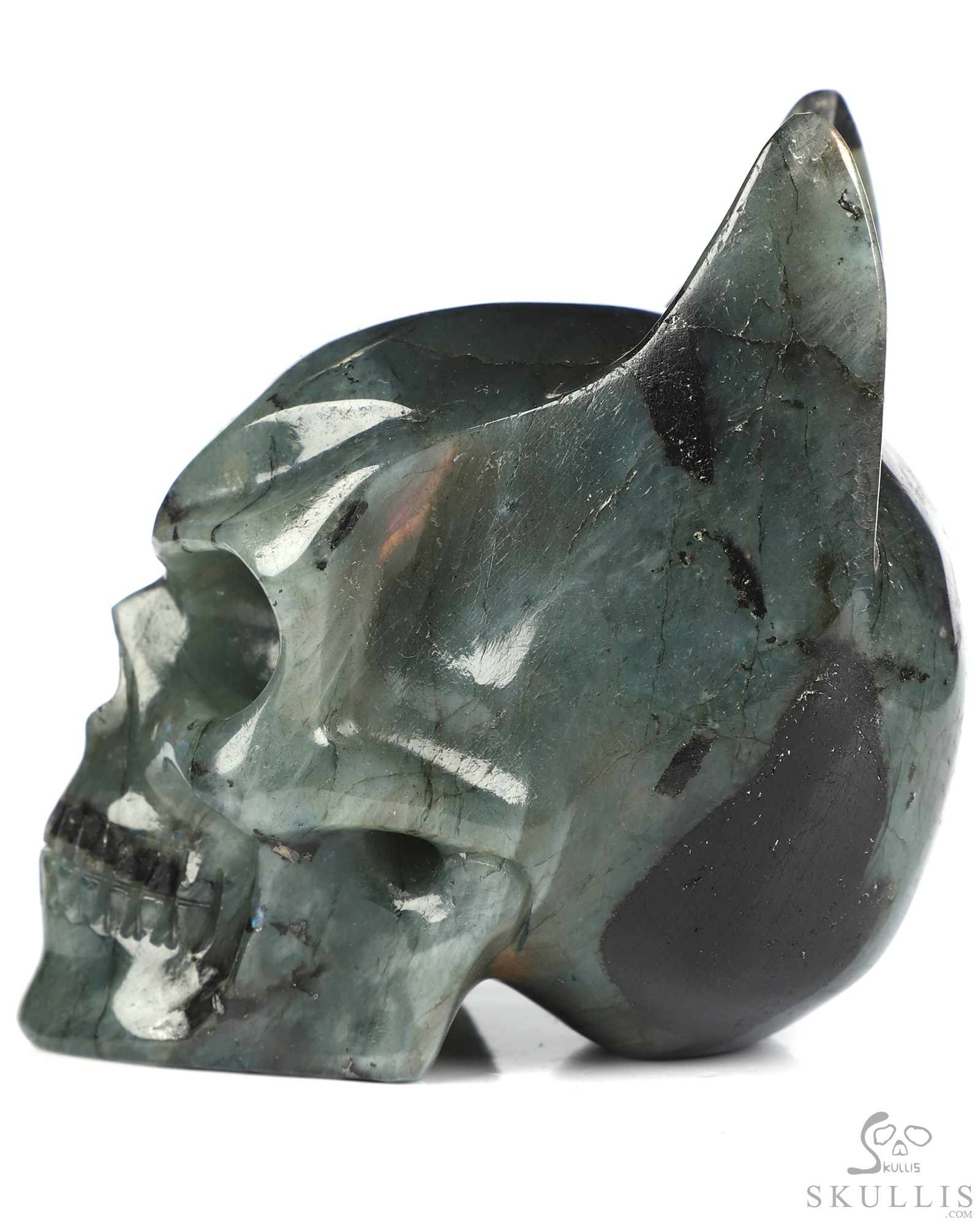 3.5" Labradorite Hand Carved Batman Crystal Skull Fine Art Sculpture, Crystal Healing 3.5" Labradorite Hand Carved Batman Crystal Skull Fine Art Sculpture, Crystal Healing