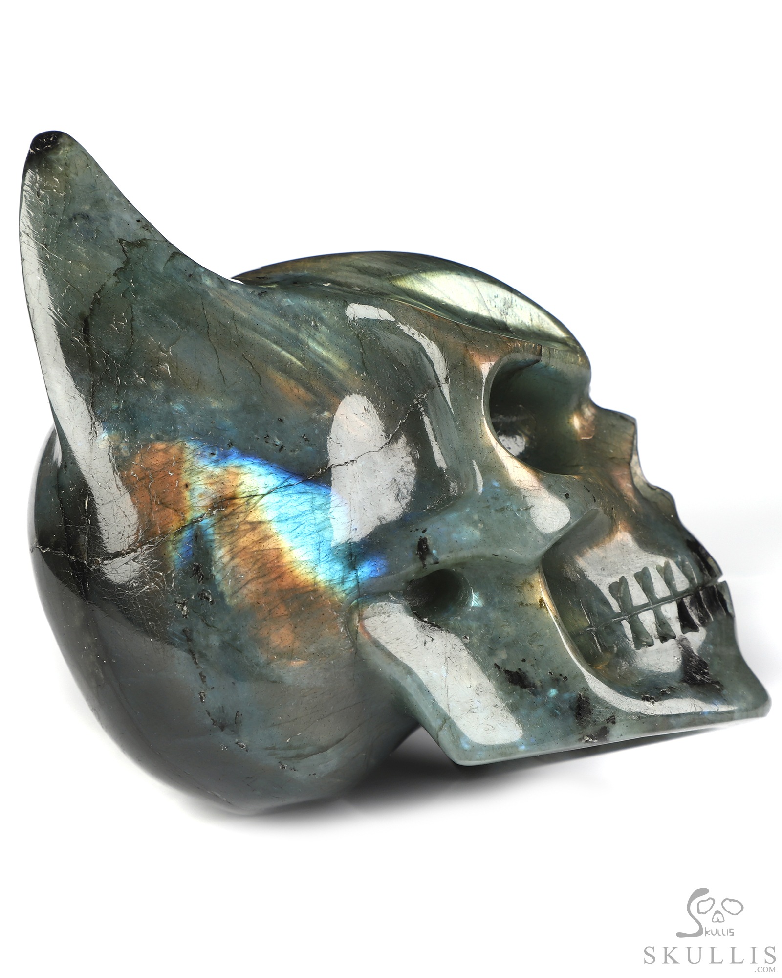 3.5" Labradorite Hand Carved Batman Crystal Skull Fine Art Sculpture, Crystal Healing 3.5" Labradorite Hand Carved Batman Crystal Skull Fine Art Sculpture, Crystal Healing
