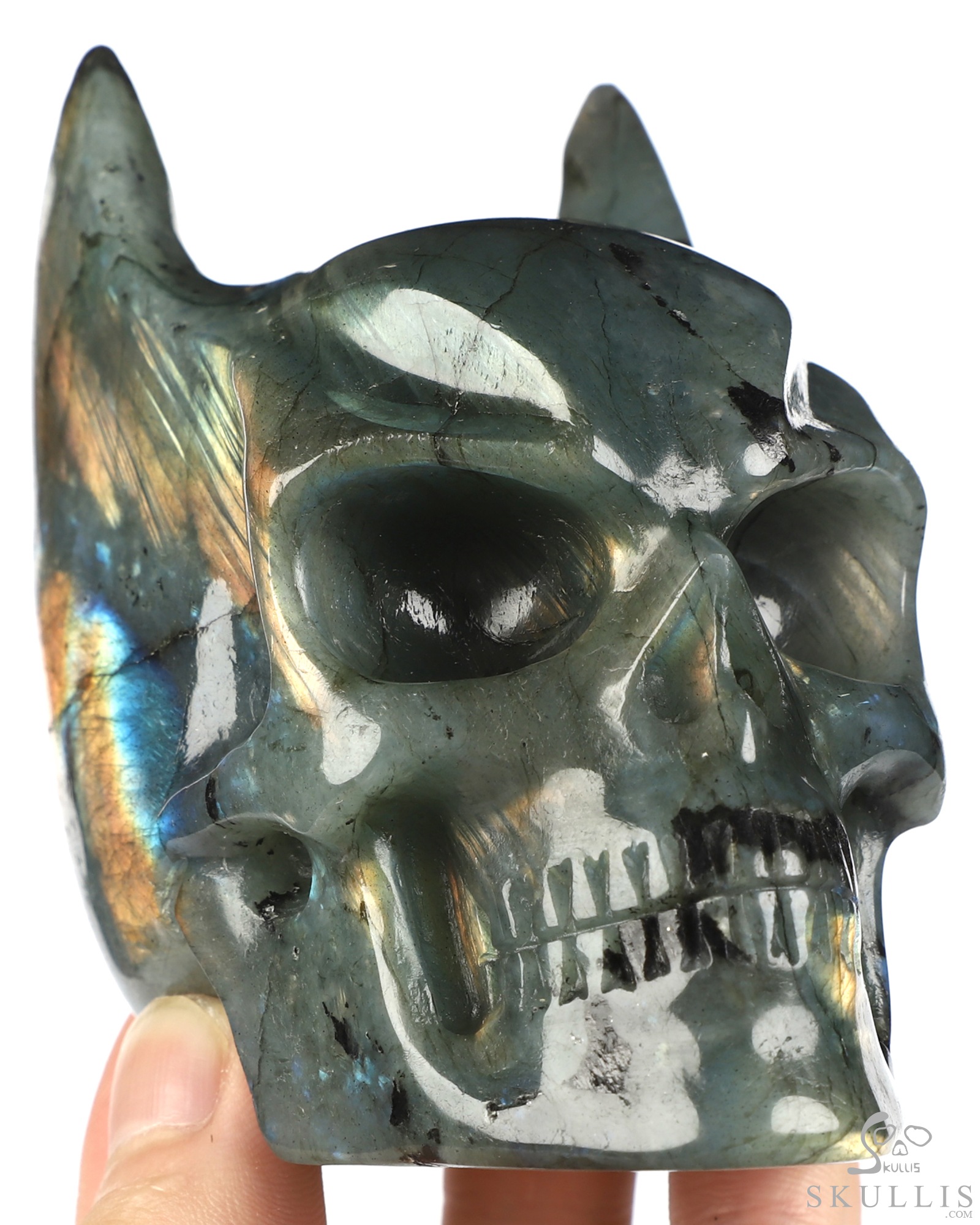 3.5" Labradorite Hand Carved Batman Crystal Skull Fine Art Sculpture, Crystal Healing 3.5" Labradorite Hand Carved Batman Crystal Skull Fine Art Sculpture, Crystal Healing