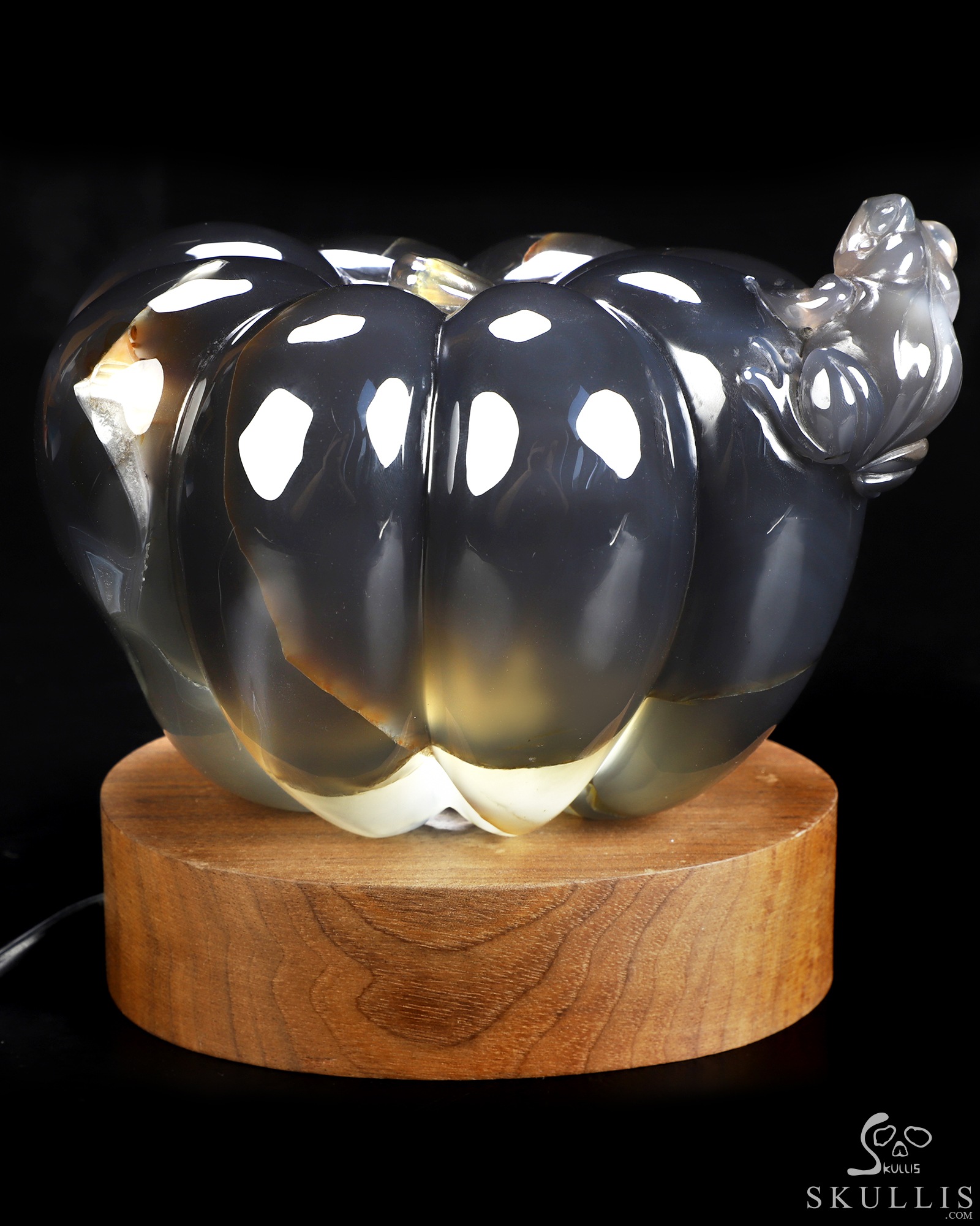 A Strange Little Harvest - 6.3" Agate Amethyst Geode Hand Carved Jack-O'-Lantern Pumpkin & Toad Crystal Skull Sculpture, Crystal Healing A Strange Little Harvest - 6.3" Agate Amethyst Geode Hand Carved Jack-O'-Lantern Pumpkin & Toad Crystal Skull Sculpture, Crystal Healing