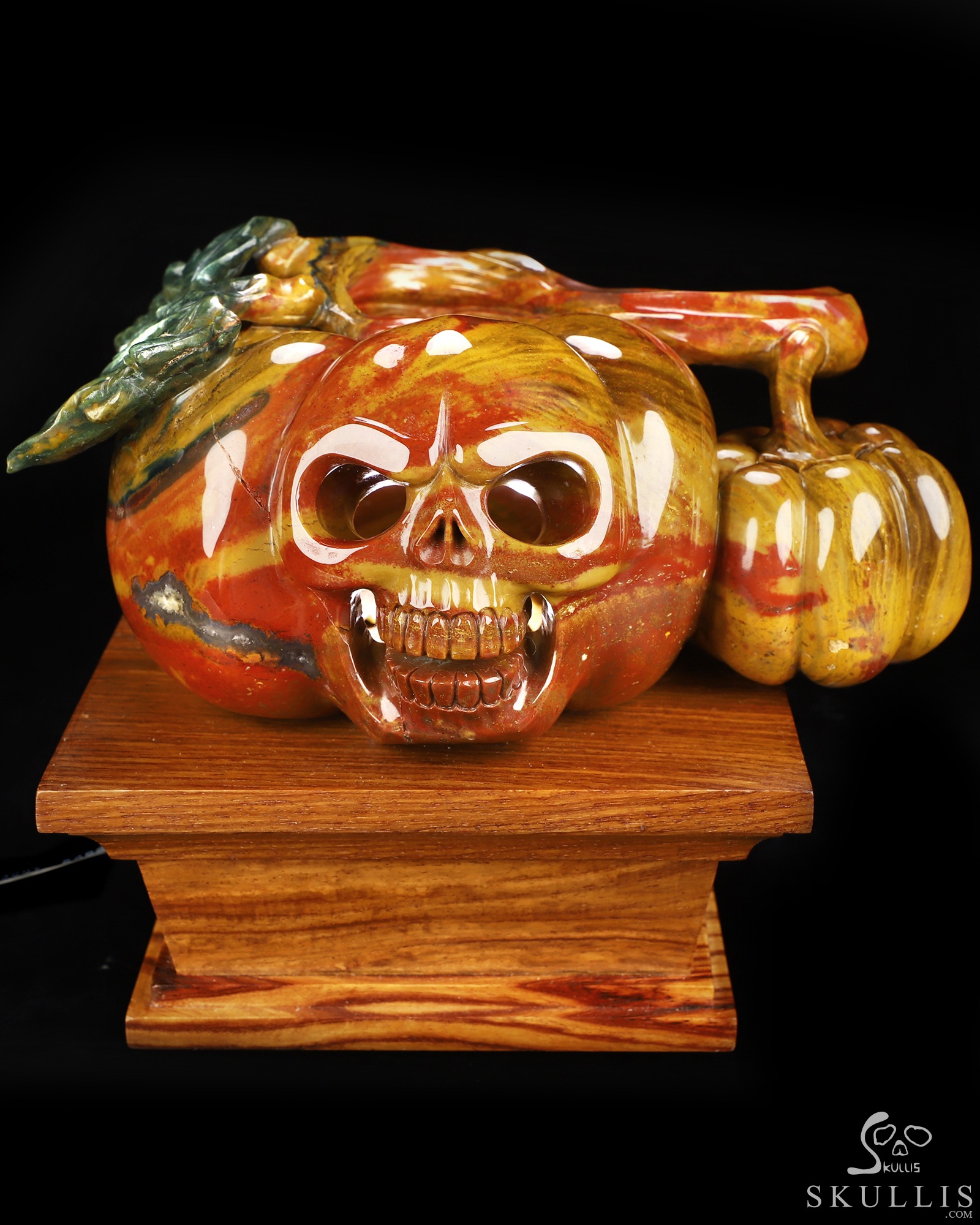 7.2" Indian Agate Hand Carved Jack-O'-Lantern Pumpkin Crystal Skull Sculpture, Crystal Healing 7.2" Indian Agate Hand Carved Jack-O'-Lantern Pumpkin Crystal Skull Sculpture, Crystal Healing