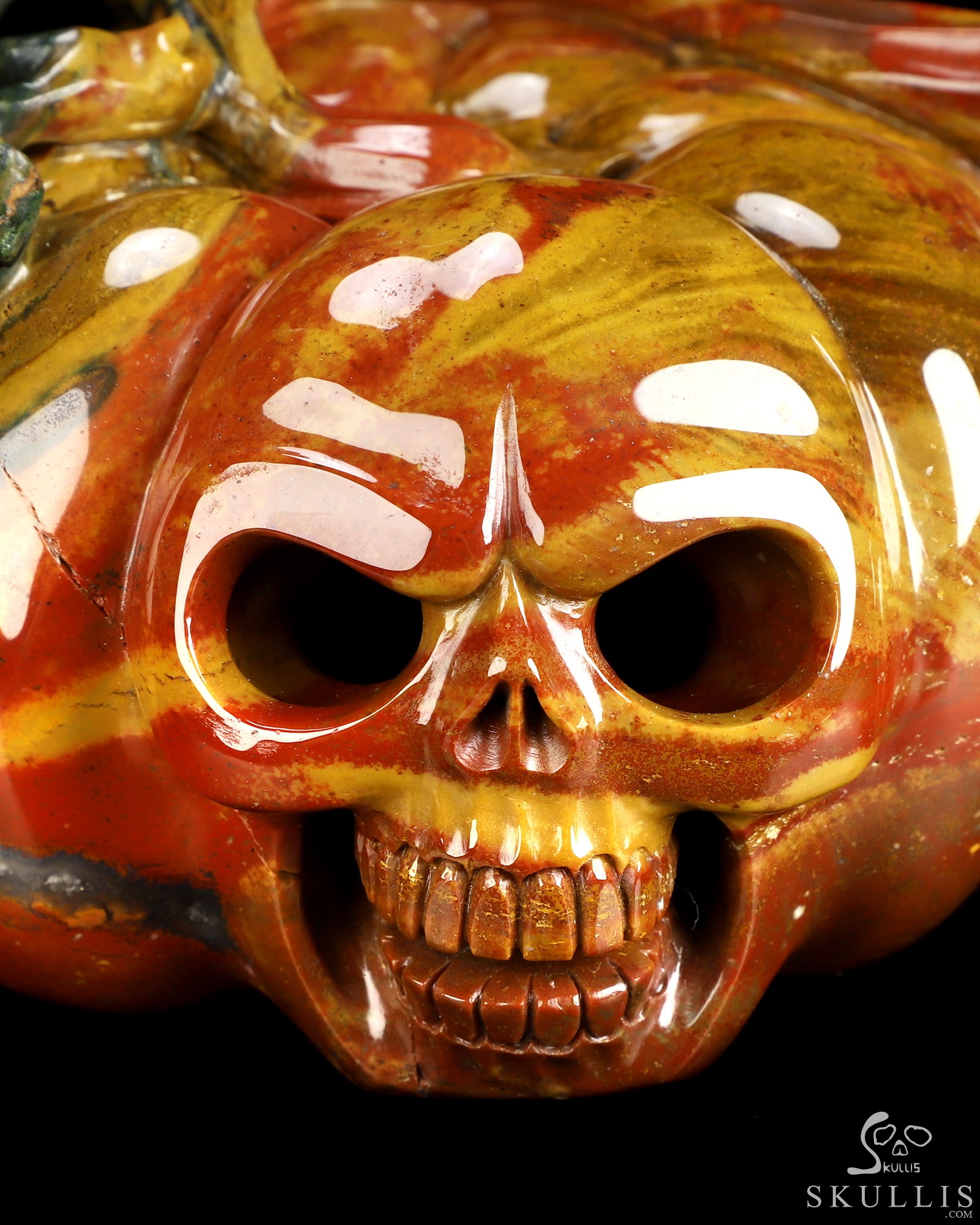 7.2" Indian Agate Hand Carved Jack-O'-Lantern Pumpkin Crystal Skull Sculpture, Crystal Healing 7.2" Indian Agate Hand Carved Jack-O'-Lantern Pumpkin Crystal Skull Sculpture, Crystal Healing