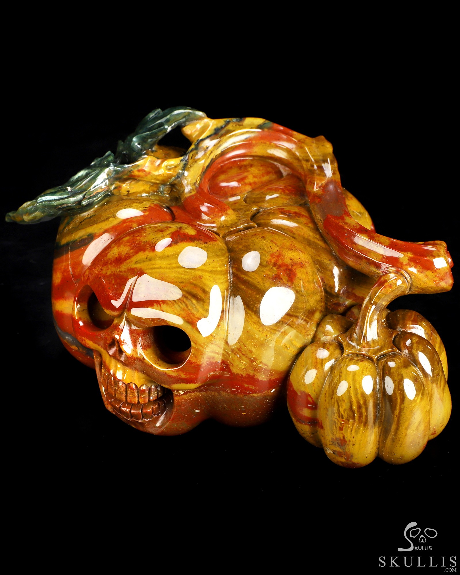 7.2" Indian Agate Hand Carved Jack-O'-Lantern Pumpkin Crystal Skull Sculpture, Crystal Healing 7.2" Indian Agate Hand Carved Jack-O'-Lantern Pumpkin Crystal Skull Sculpture, Crystal Healing