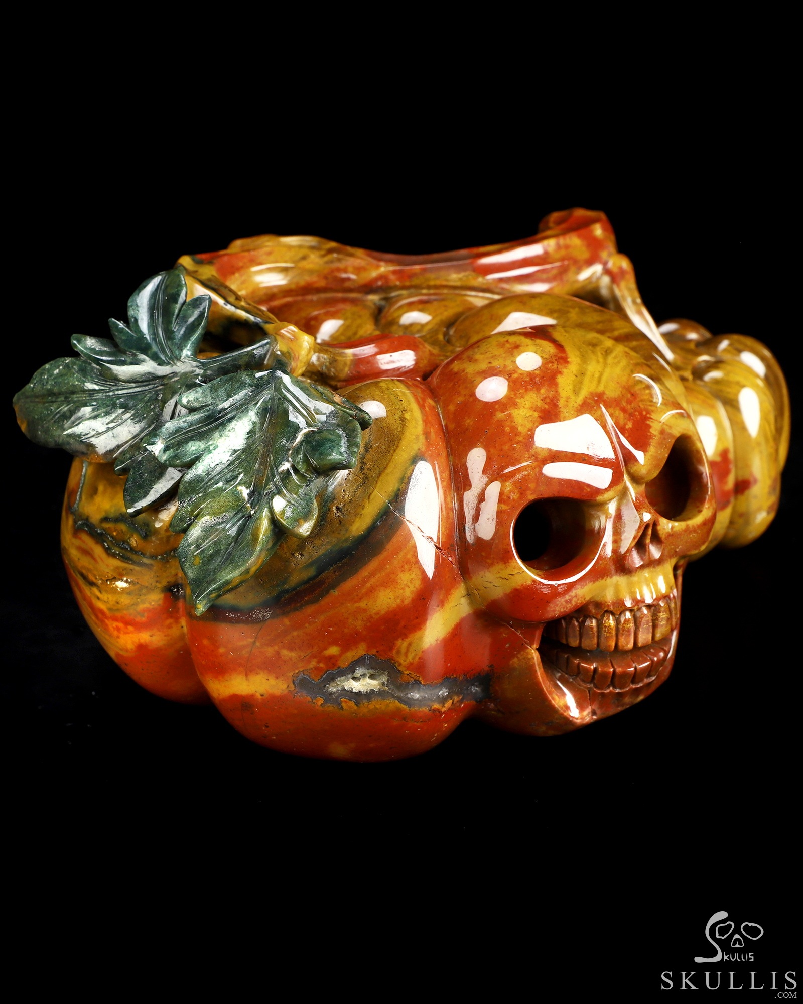 7.2" Indian Agate Hand Carved Jack-O'-Lantern Pumpkin Crystal Skull Sculpture, Crystal Healing 7.2" Indian Agate Hand Carved Jack-O'-Lantern Pumpkin Crystal Skull Sculpture, Crystal Healing