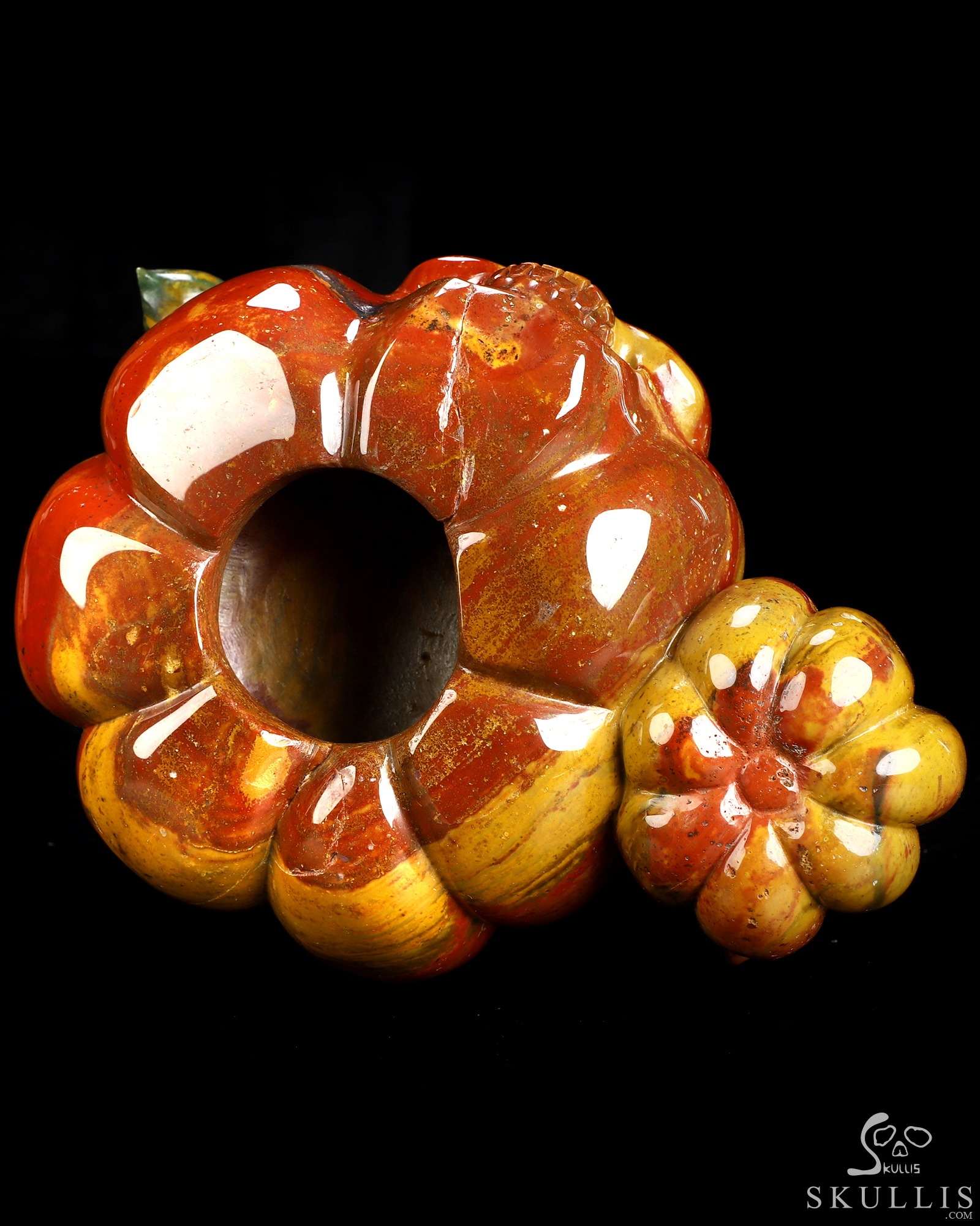 7.2" Indian Agate Hand Carved Jack-O'-Lantern Pumpkin Crystal Skull Sculpture, Crystal Healing 7.2" Indian Agate Hand Carved Jack-O'-Lantern Pumpkin Crystal Skull Sculpture, Crystal Healing