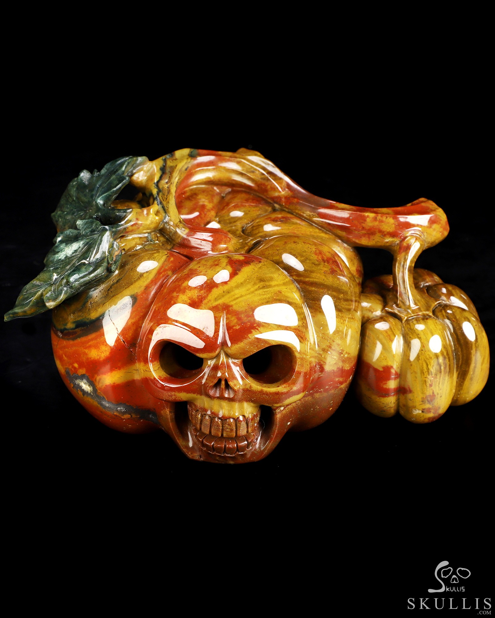 7.2" Indian Agate Hand Carved Jack-O'-Lantern Pumpkin Crystal Skull Sculpture, Crystal Healing 7.2" Indian Agate Hand Carved Jack-O'-Lantern Pumpkin Crystal Skull Sculpture, Crystal Healing