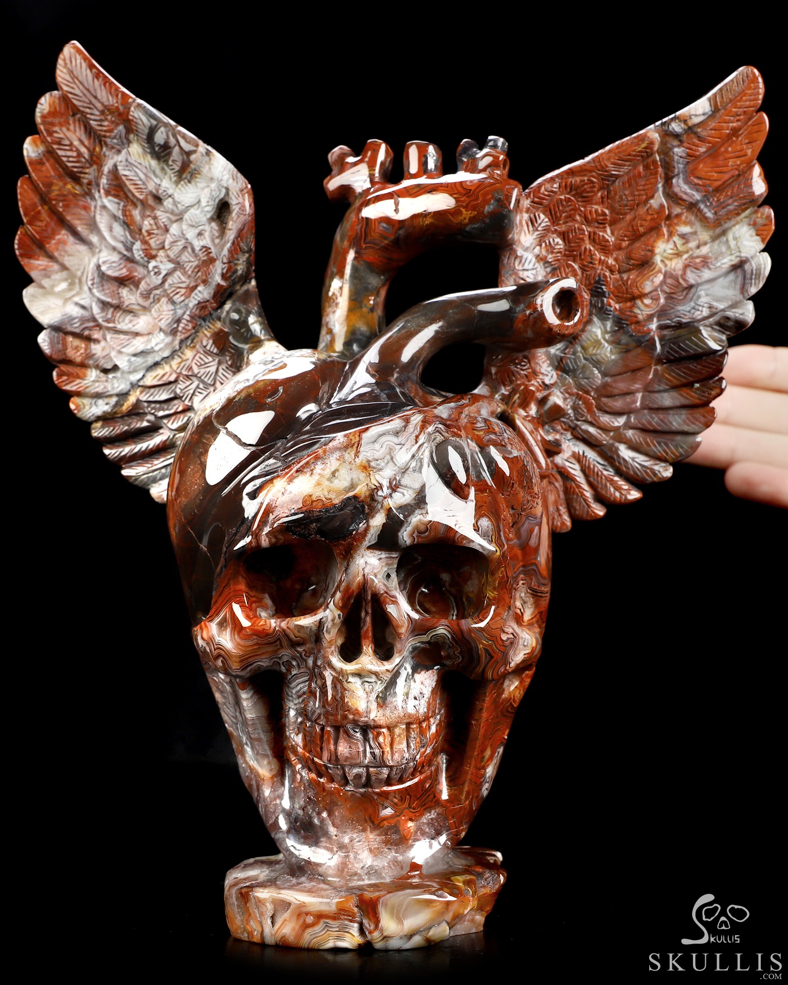 Oct 15, 2026 ACSAD (A Crystal Skull a Day) - The Heart Takes Flight - Gemstone 8.3" Hand Carved Red Crazy Lace Agate Winged Anatomical Heart Crystal Skull Fine Art Sculpture, Crystal Healing Oct 15, 2026 ACSAD (A Crystal Skull a Day) - The Heart Takes Flight - Gemstone 8.3" Hand Carved Red Crazy Lace Agate Winged Anatomical Heart Crystal Skull Fine Art Sculpture, Crystal Healing