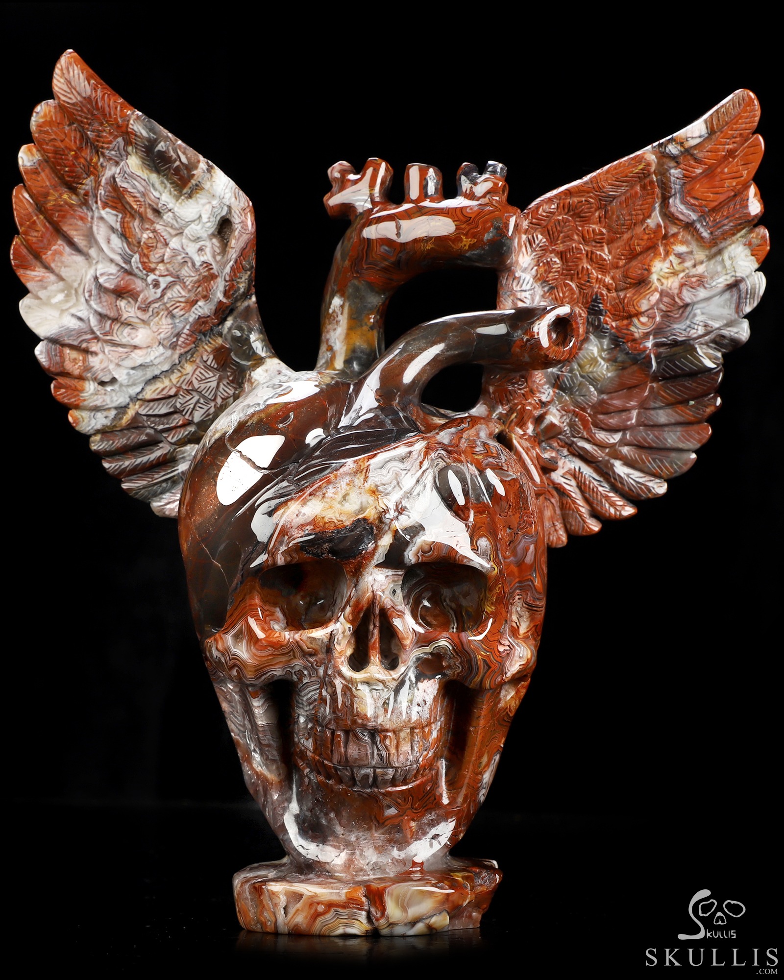 Oct 15, 2026 ACSAD (A Crystal Skull a Day) - The Heart Takes Flight - Gemstone 8.3" Hand Carved Red Crazy Lace Agate Winged Anatomical Heart Crystal Skull Fine Art Sculpture, Crystal Healing Oct 15, 2026 ACSAD (A Crystal Skull a Day) - The Heart Takes Flight - Gemstone 8.3" Hand Carved Red Crazy Lace Agate Winged Anatomical Heart Crystal Skull Fine Art Sculpture, Crystal Healing