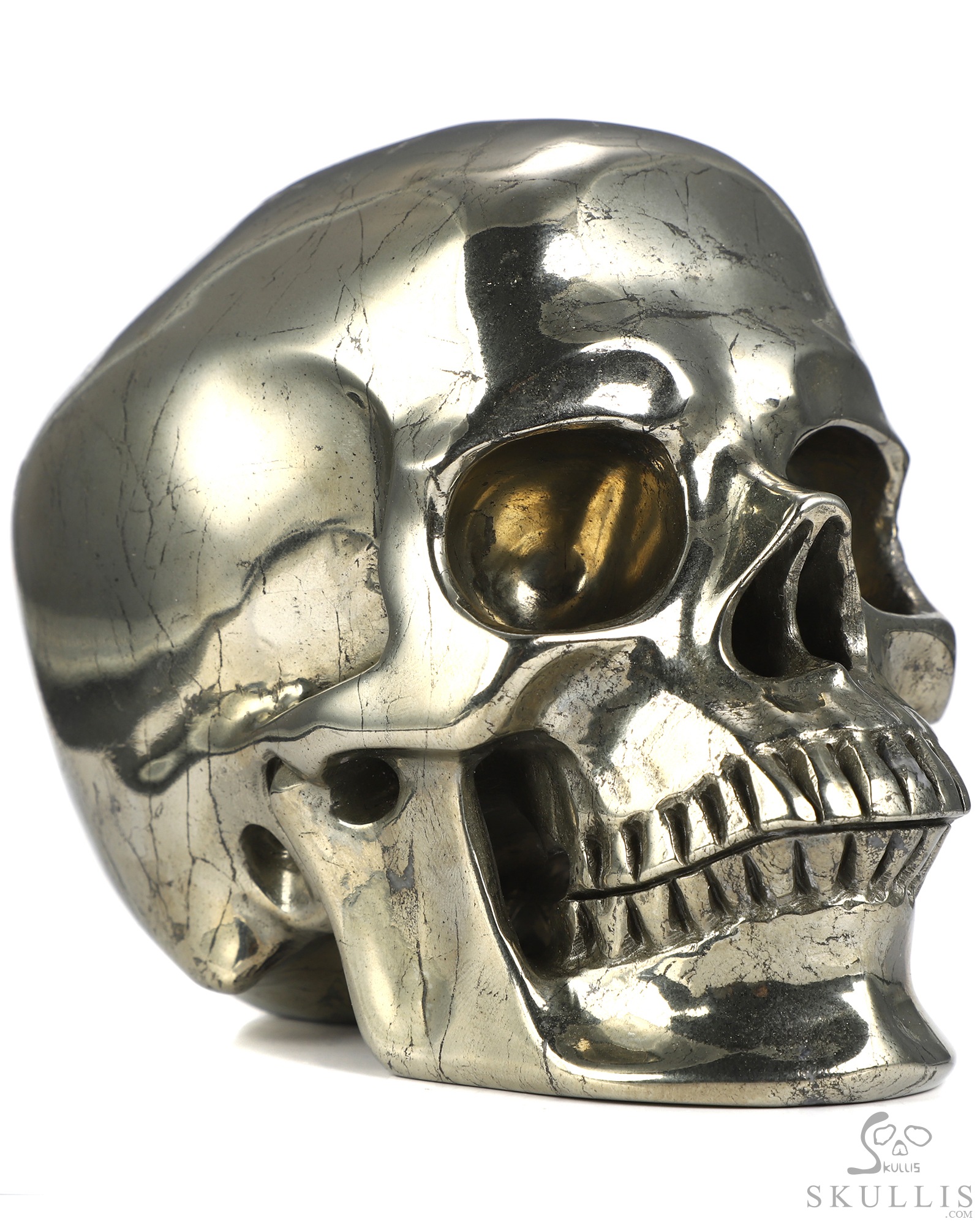 5.0" Pyrite Hand Carved Crystal Skull, Super Realistic, Crystal Healing 5.0" Pyrite Hand Carved Crystal Skull, Super Realistic, Crystal Healing