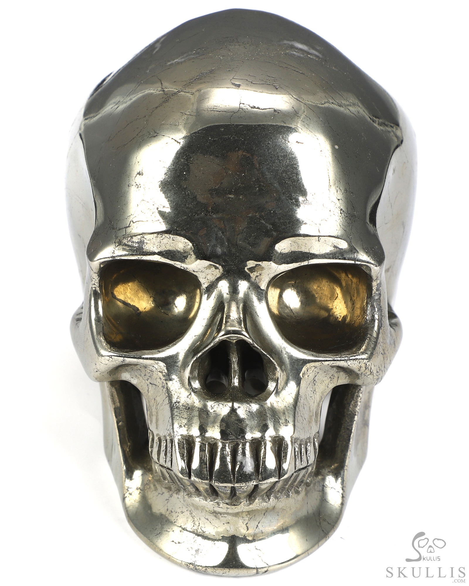 5.0" Pyrite Hand Carved Crystal Skull, Super Realistic, Crystal Healing 5.0" Pyrite Hand Carved Crystal Skull, Super Realistic, Crystal Healing