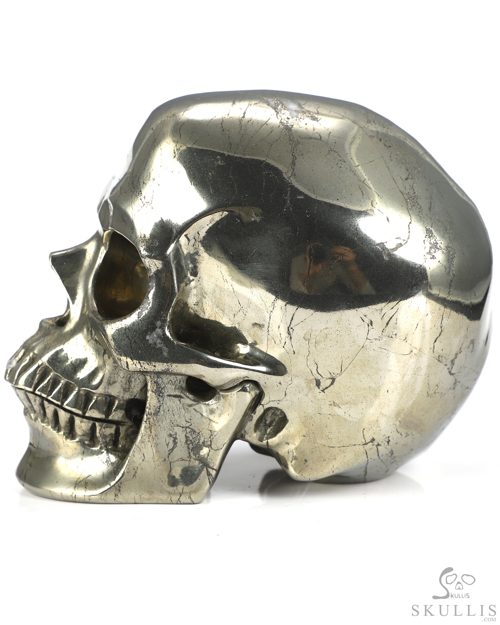 5.0" Pyrite Hand Carved Crystal Skull, Super Realistic, Crystal Healing 5.0" Pyrite Hand Carved Crystal Skull, Super Realistic, Crystal Healing