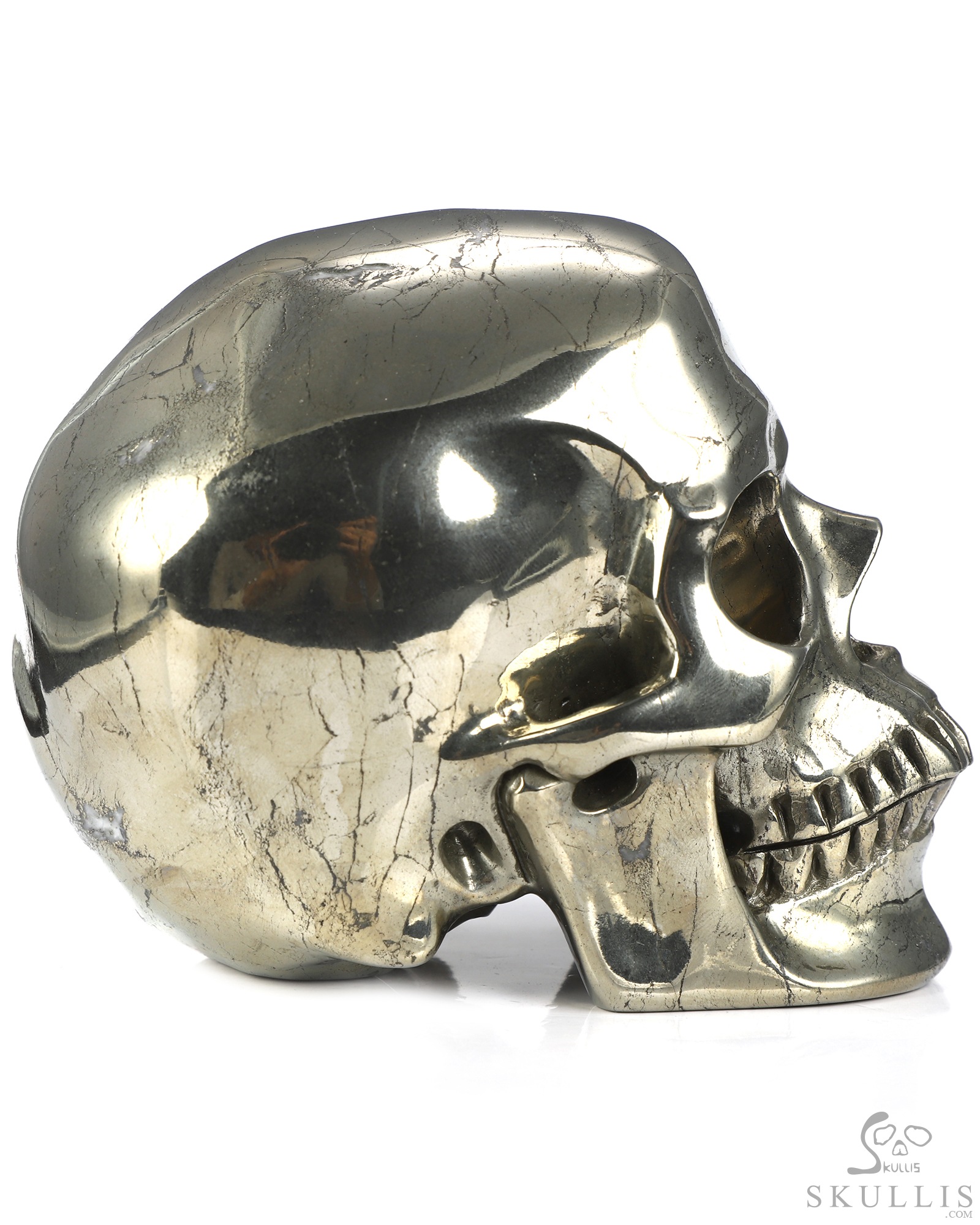 5.0" Pyrite Hand Carved Crystal Skull, Super Realistic, Crystal Healing 5.0" Pyrite Hand Carved Crystal Skull, Super Realistic, Crystal Healing