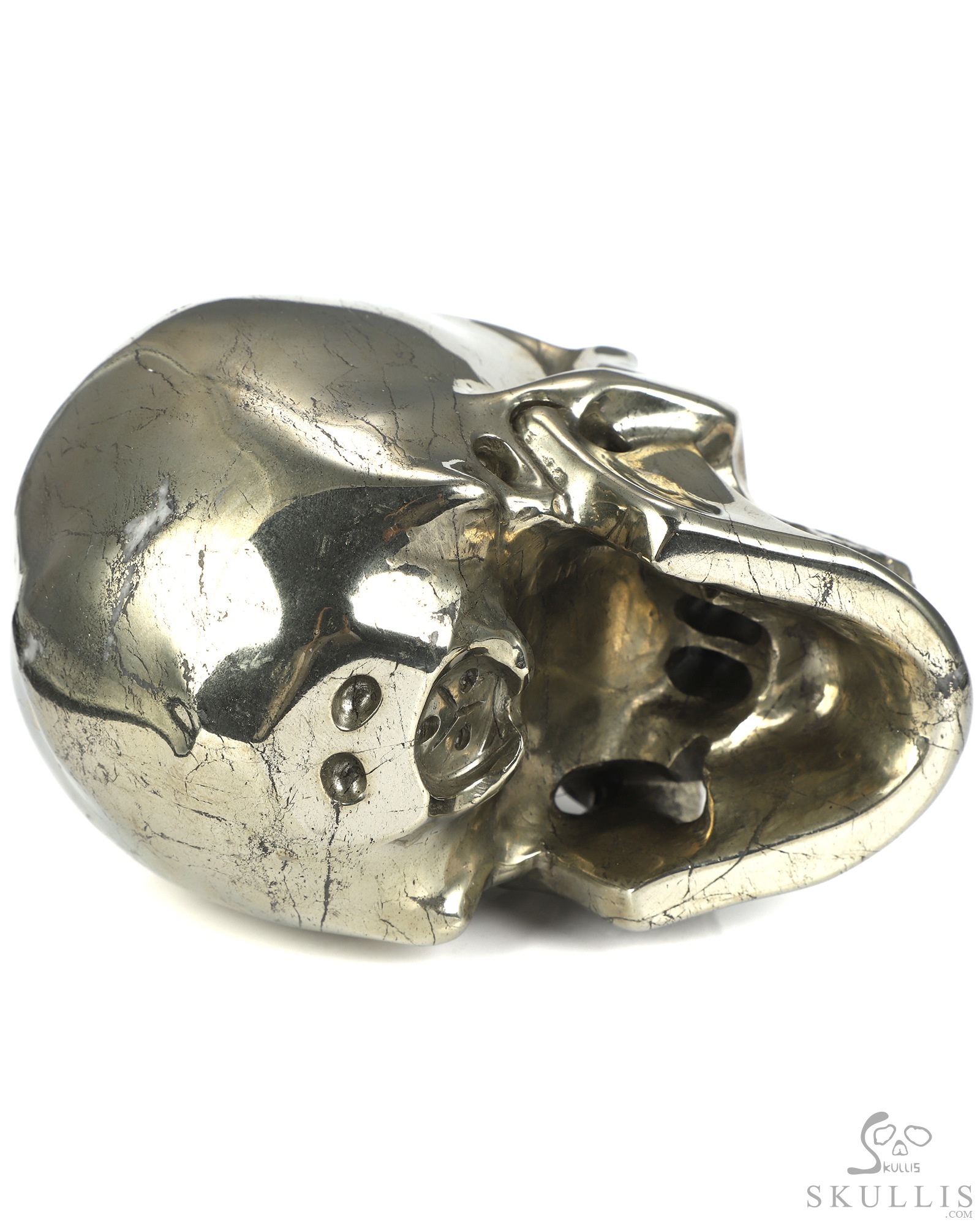 5.0" Pyrite Hand Carved Crystal Skull, Super Realistic, Crystal Healing 5.0" Pyrite Hand Carved Crystal Skull, Super Realistic, Crystal Healing