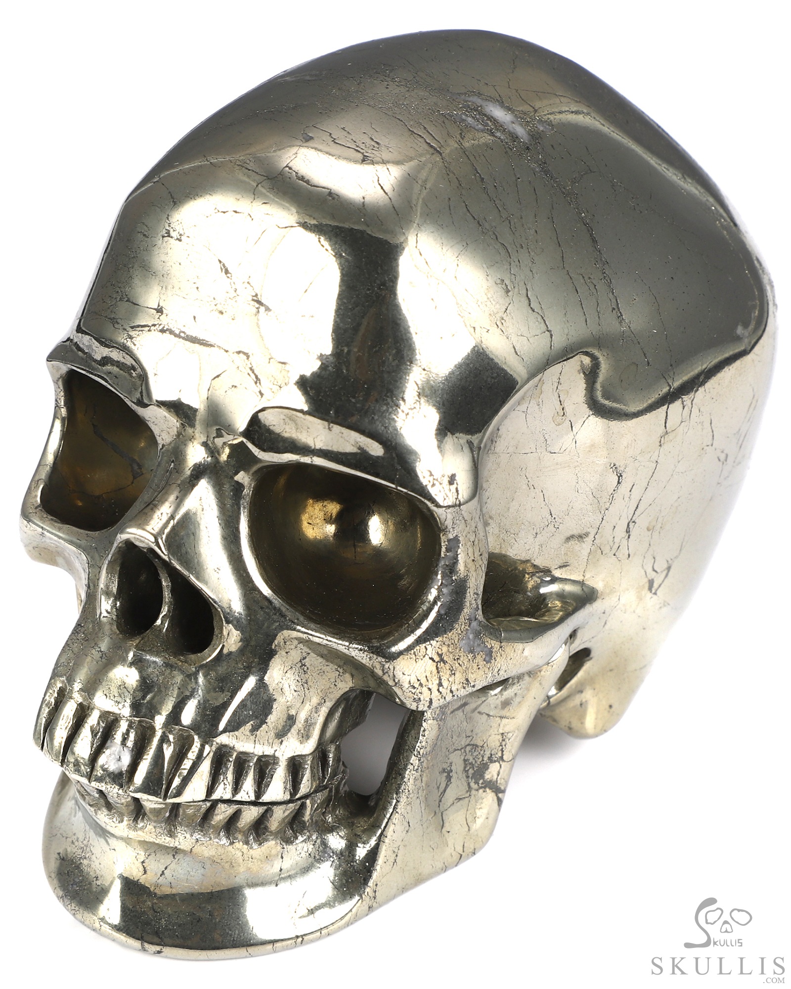 5.0" Pyrite Hand Carved Crystal Skull, Super Realistic, Crystal Healing 5.0" Pyrite Hand Carved Crystal Skull, Super Realistic, Crystal Healing