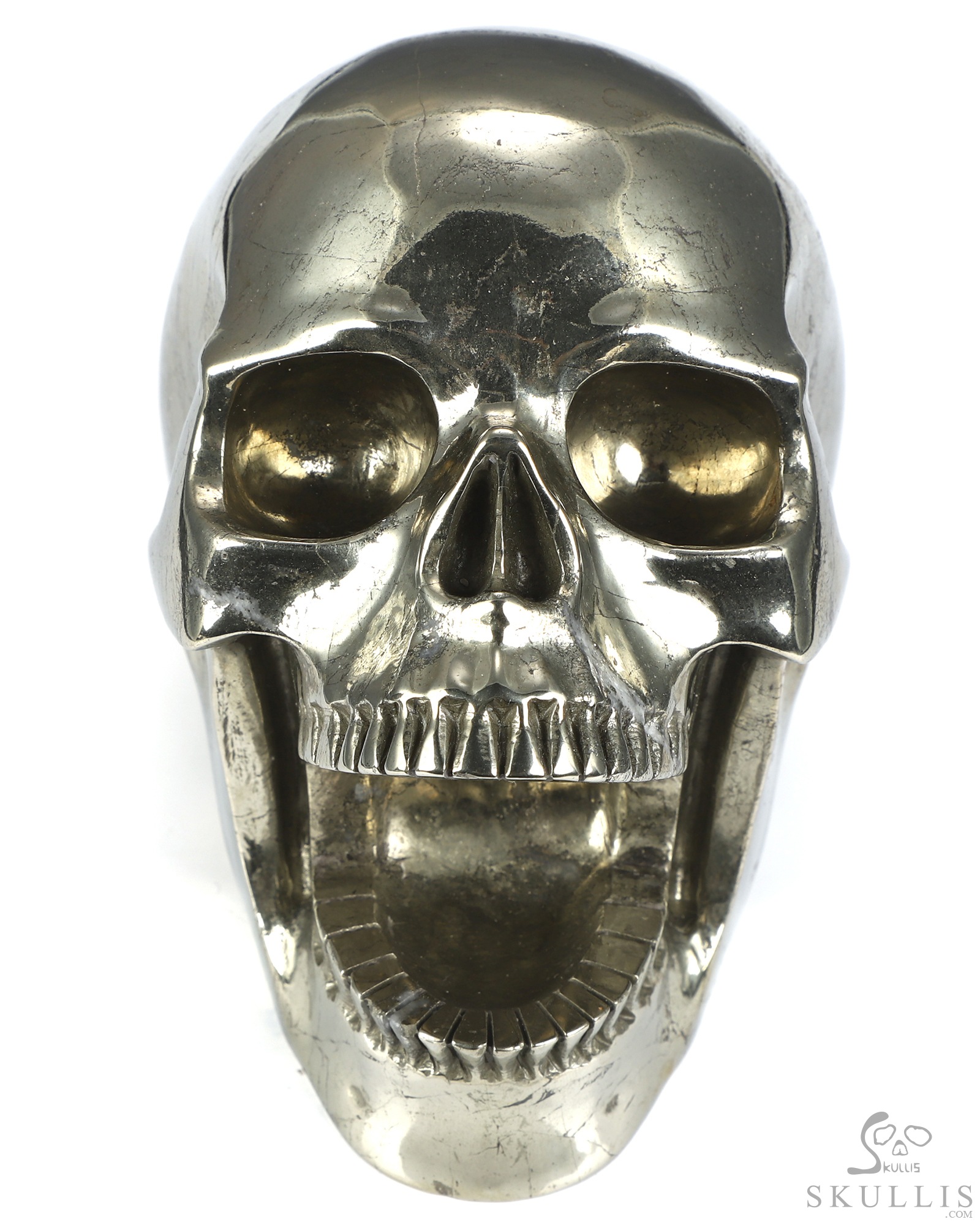 5.1" Pyrite Hand Carved Laughing Crystal Skull Sculpture, Crystal Healing 5.1" Pyrite Hand Carved Laughing Crystal Skull Sculpture, Crystal Healing