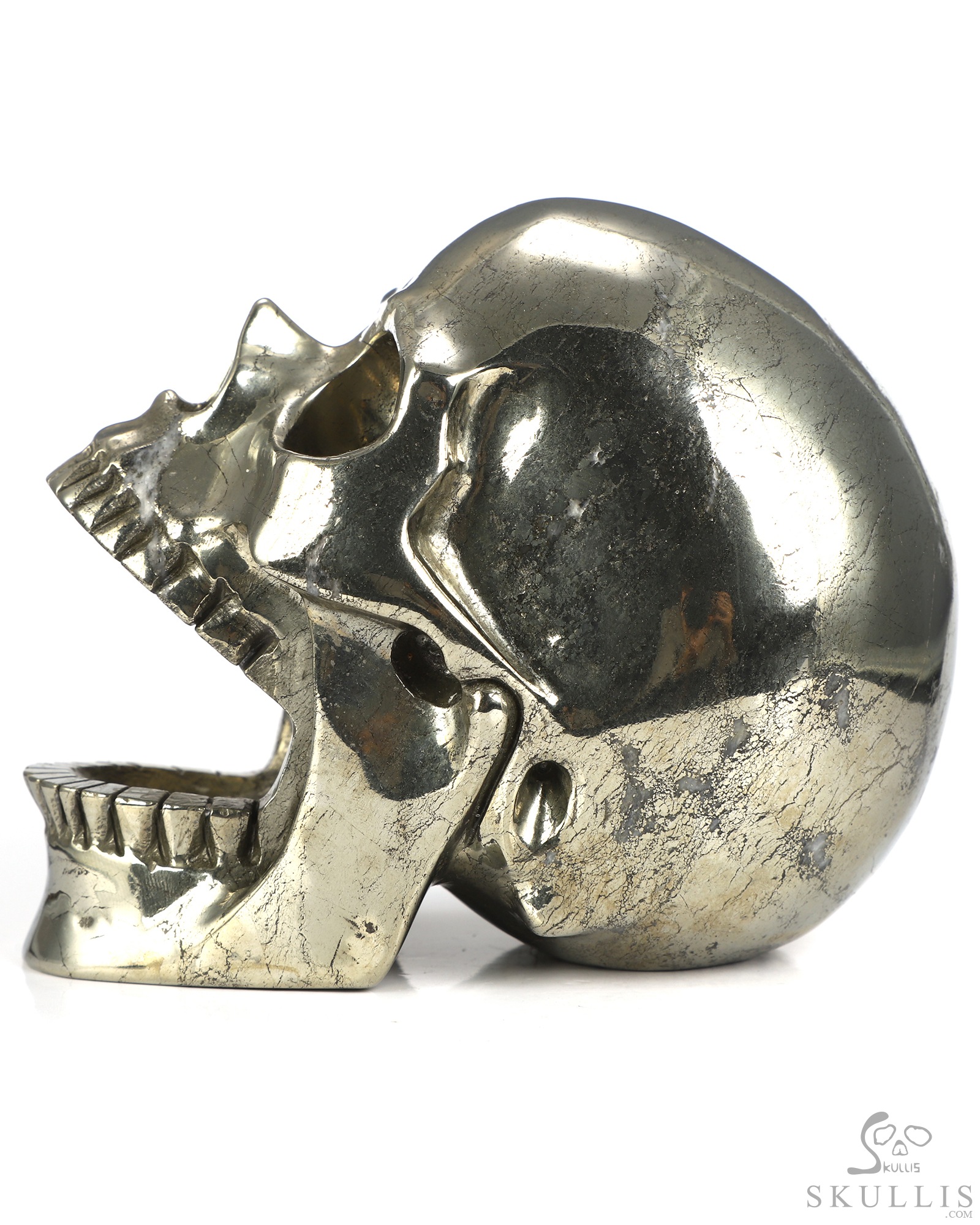 5.1" Pyrite Hand Carved Laughing Crystal Skull Sculpture, Crystal Healing 5.1" Pyrite Hand Carved Laughing Crystal Skull Sculpture, Crystal Healing