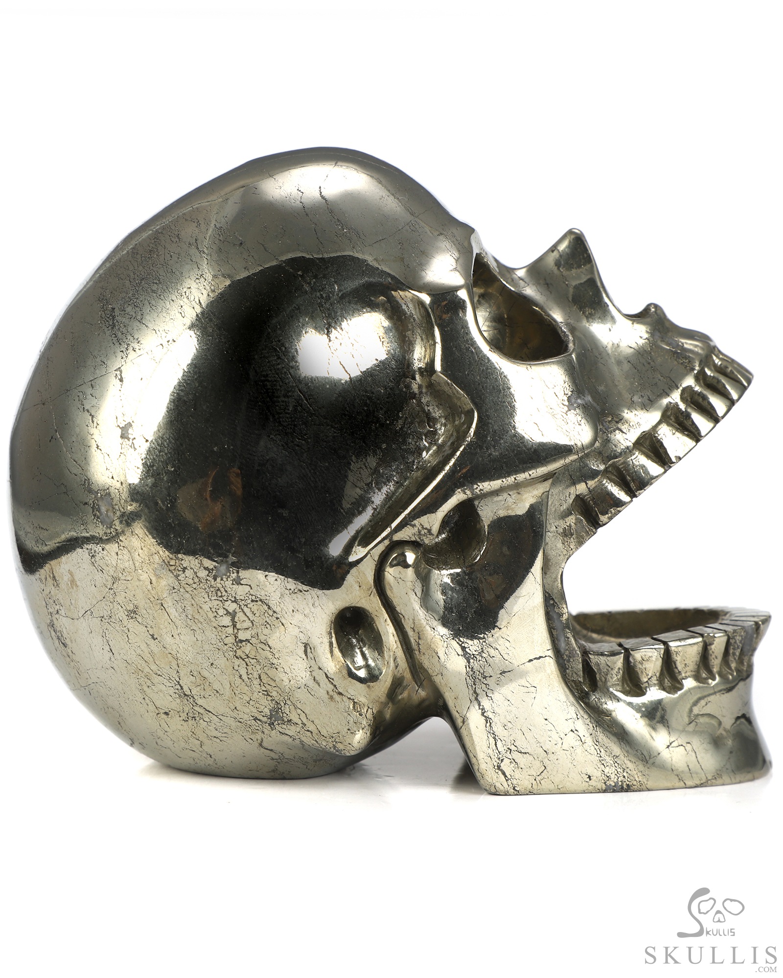 5.1" Pyrite Hand Carved Laughing Crystal Skull Sculpture, Crystal Healing 5.1" Pyrite Hand Carved Laughing Crystal Skull Sculpture, Crystal Healing