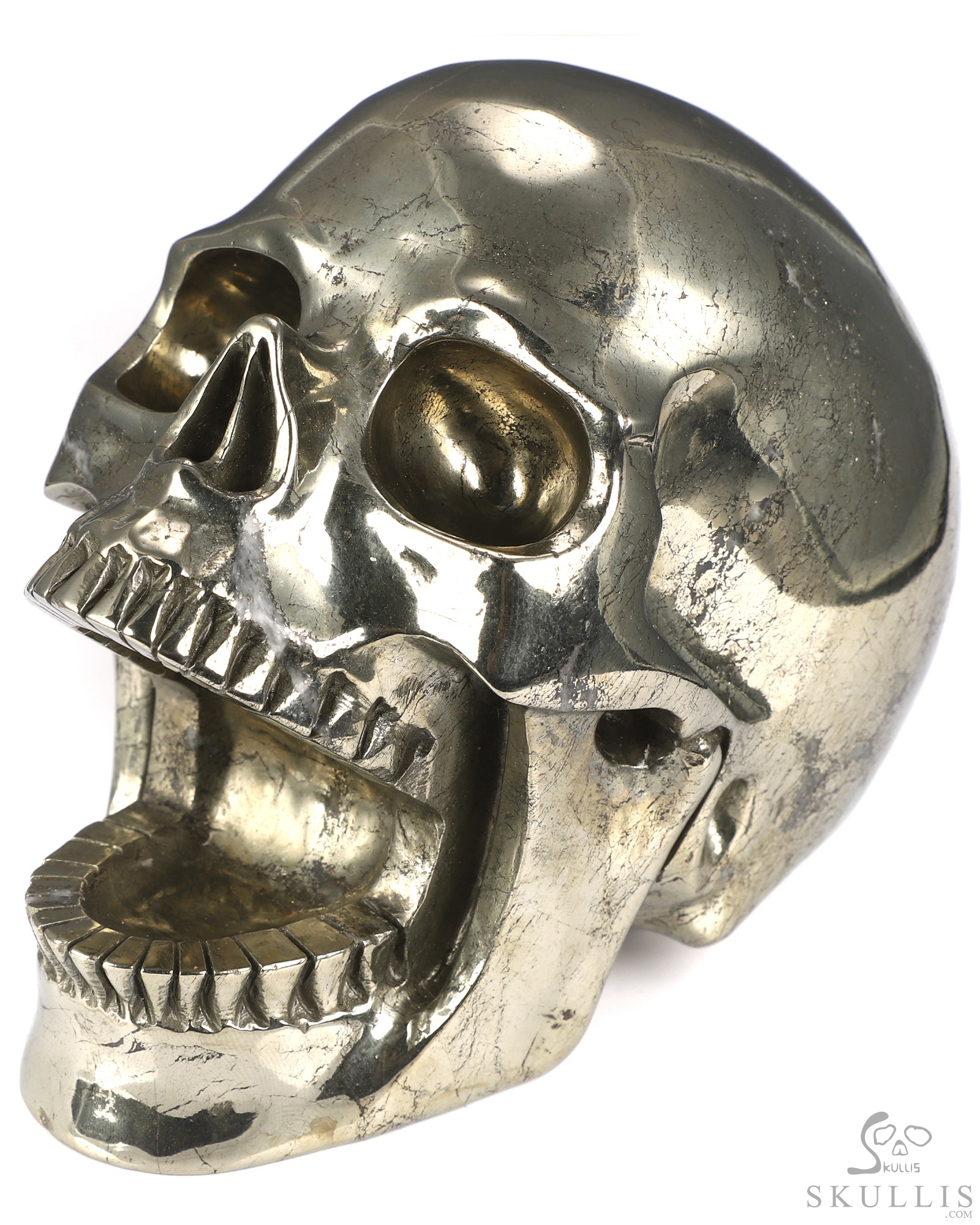 5.1" Pyrite Hand Carved Laughing Crystal Skull Sculpture, Crystal Healing 5.1" Pyrite Hand Carved Laughing Crystal Skull Sculpture, Crystal Healing