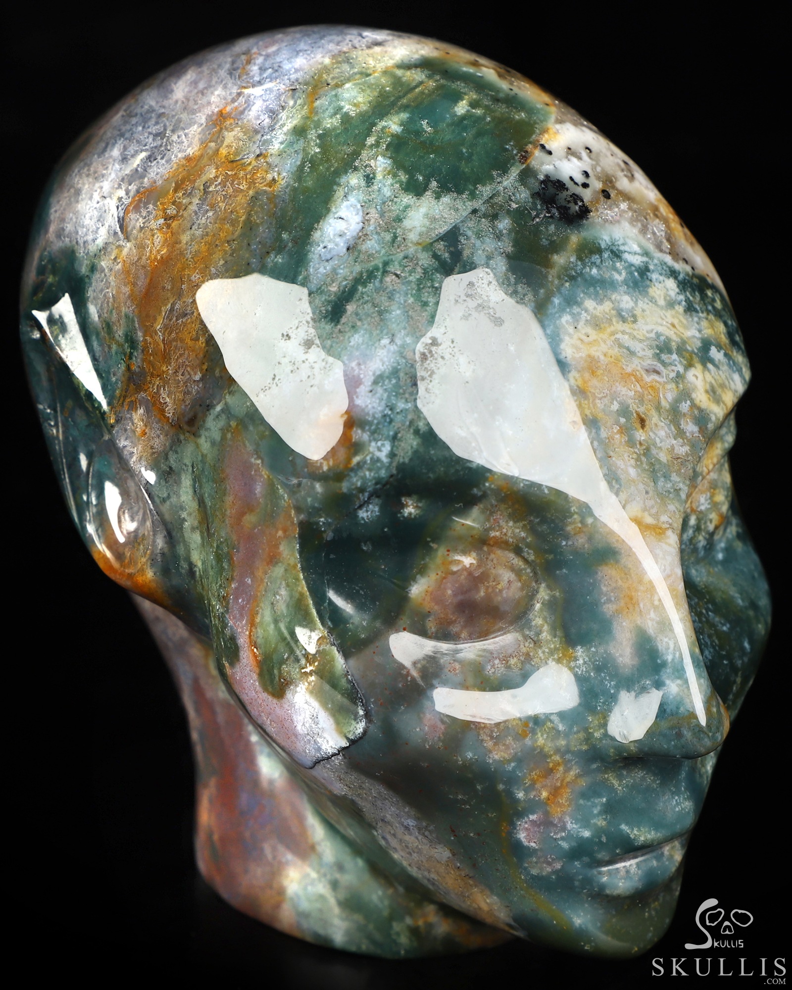 4.0" Indian Agate Hand Carved Fairy Elf Alien Crystal Skull Companion Sculpture, Crystal Healing 4.0" Indian Agate Hand Carved Fairy Elf Alien Crystal Skull Companion Sculpture, Crystal Healing