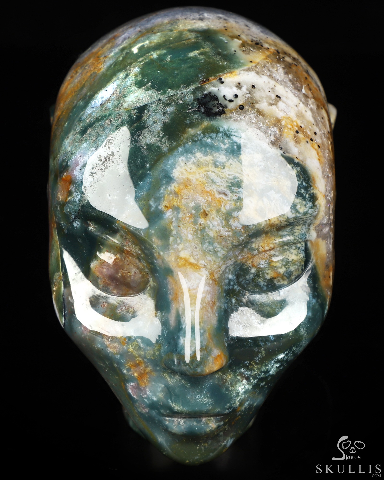 4.0" Indian Agate Hand Carved Fairy Elf Alien Crystal Skull Companion Sculpture, Crystal Healing 4.0" Indian Agate Hand Carved Fairy Elf Alien Crystal Skull Companion Sculpture, Crystal Healing