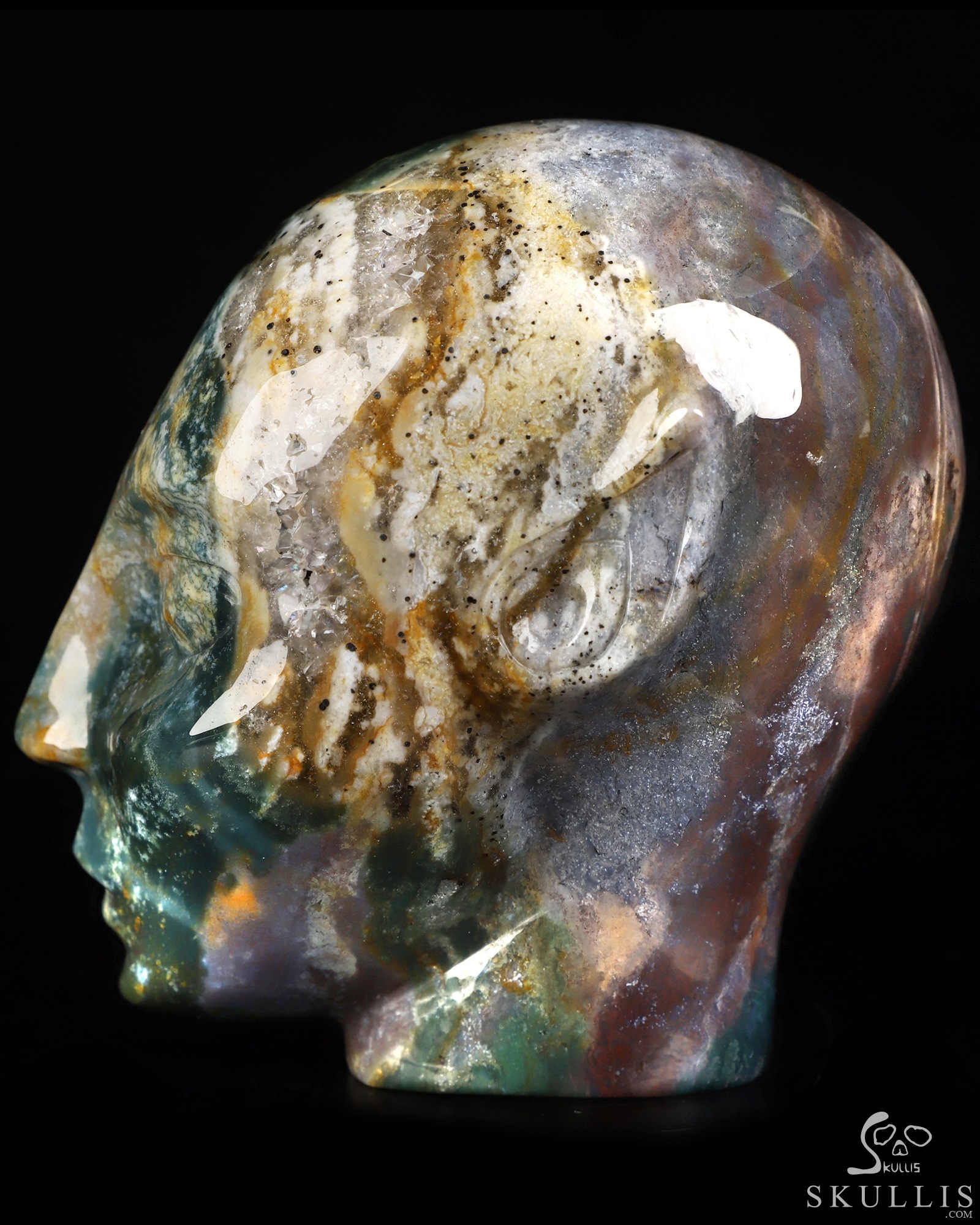 4.0" Indian Agate Hand Carved Fairy Elf Alien Crystal Skull Companion Sculpture, Crystal Healing 4.0" Indian Agate Hand Carved Fairy Elf Alien Crystal Skull Companion Sculpture, Crystal Healing