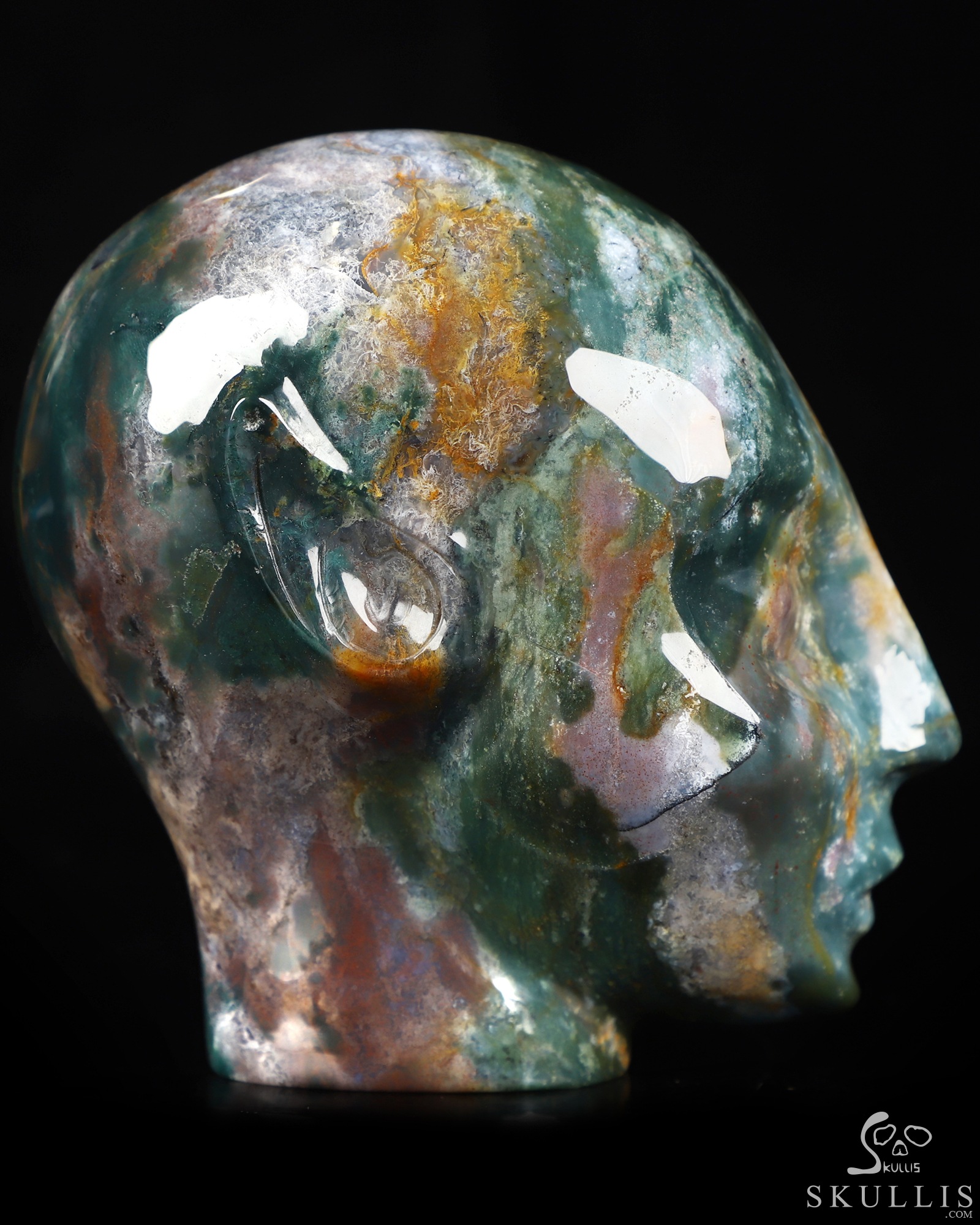 4.0" Indian Agate Hand Carved Fairy Elf Alien Crystal Skull Companion Sculpture, Crystal Healing 4.0" Indian Agate Hand Carved Fairy Elf Alien Crystal Skull Companion Sculpture, Crystal Healing
