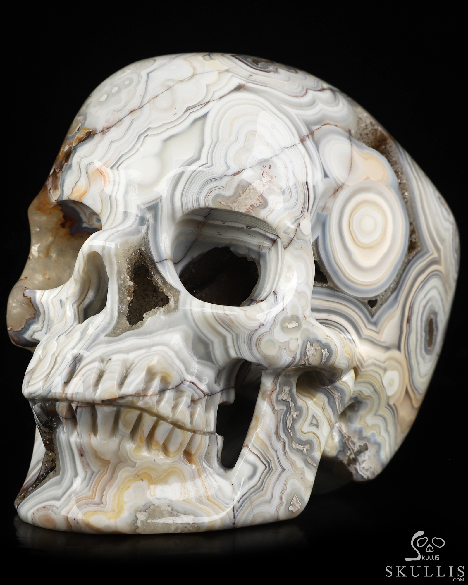 Gemstone 4.5" Red Crazy Lace Agate Hand Carved Crystal Skull, Super Realistic, Crystal Healing Gemstone 4.5" Red Crazy Lace Agate Hand Carved Crystal Skull, Super Realistic, Crystal Healing