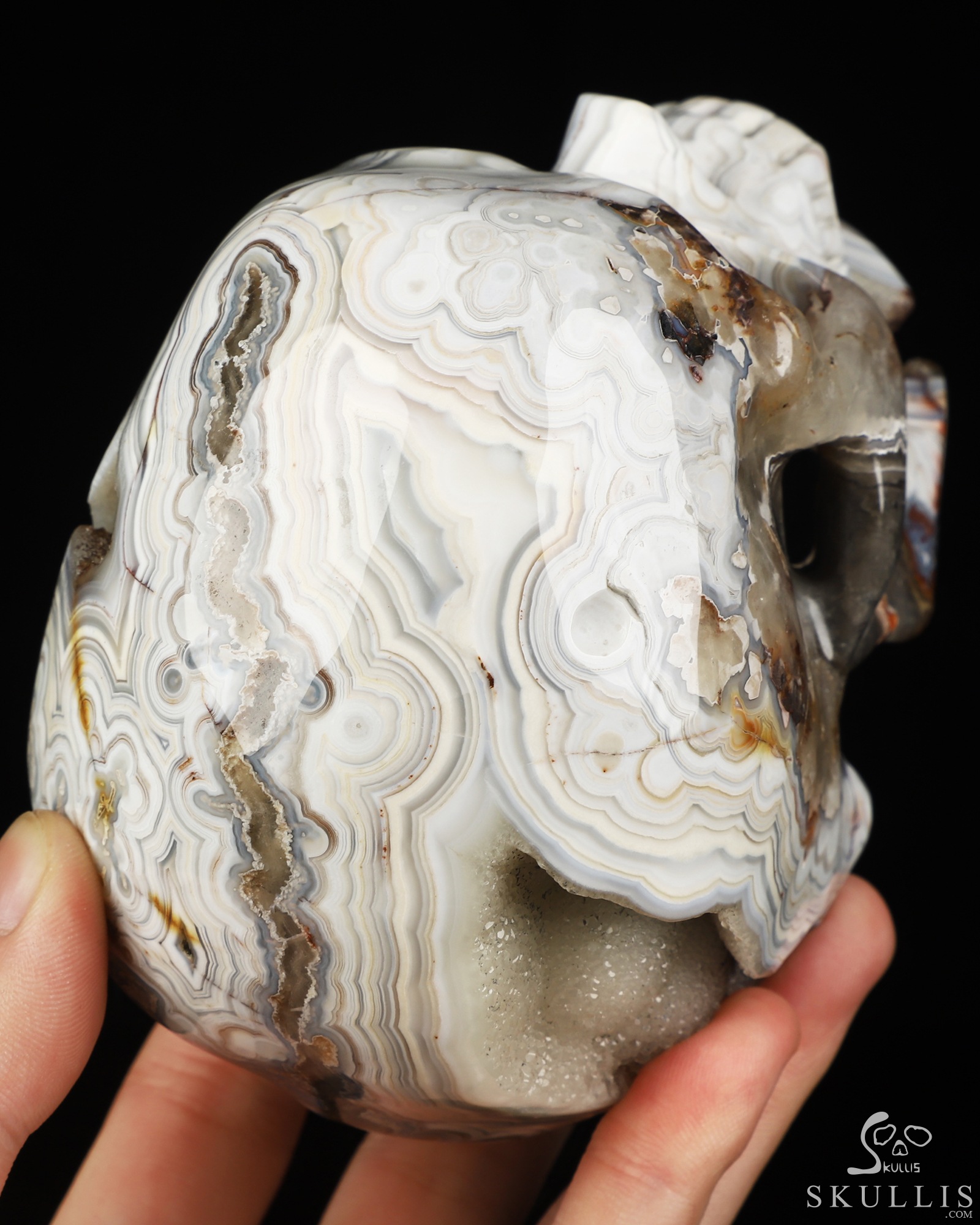 Gemstone 4.5" Red Crazy Lace Agate Hand Carved Crystal Skull, Super Realistic, Crystal Healing Gemstone 4.5" Red Crazy Lace Agate Hand Carved Crystal Skull, Super Realistic, Crystal Healing