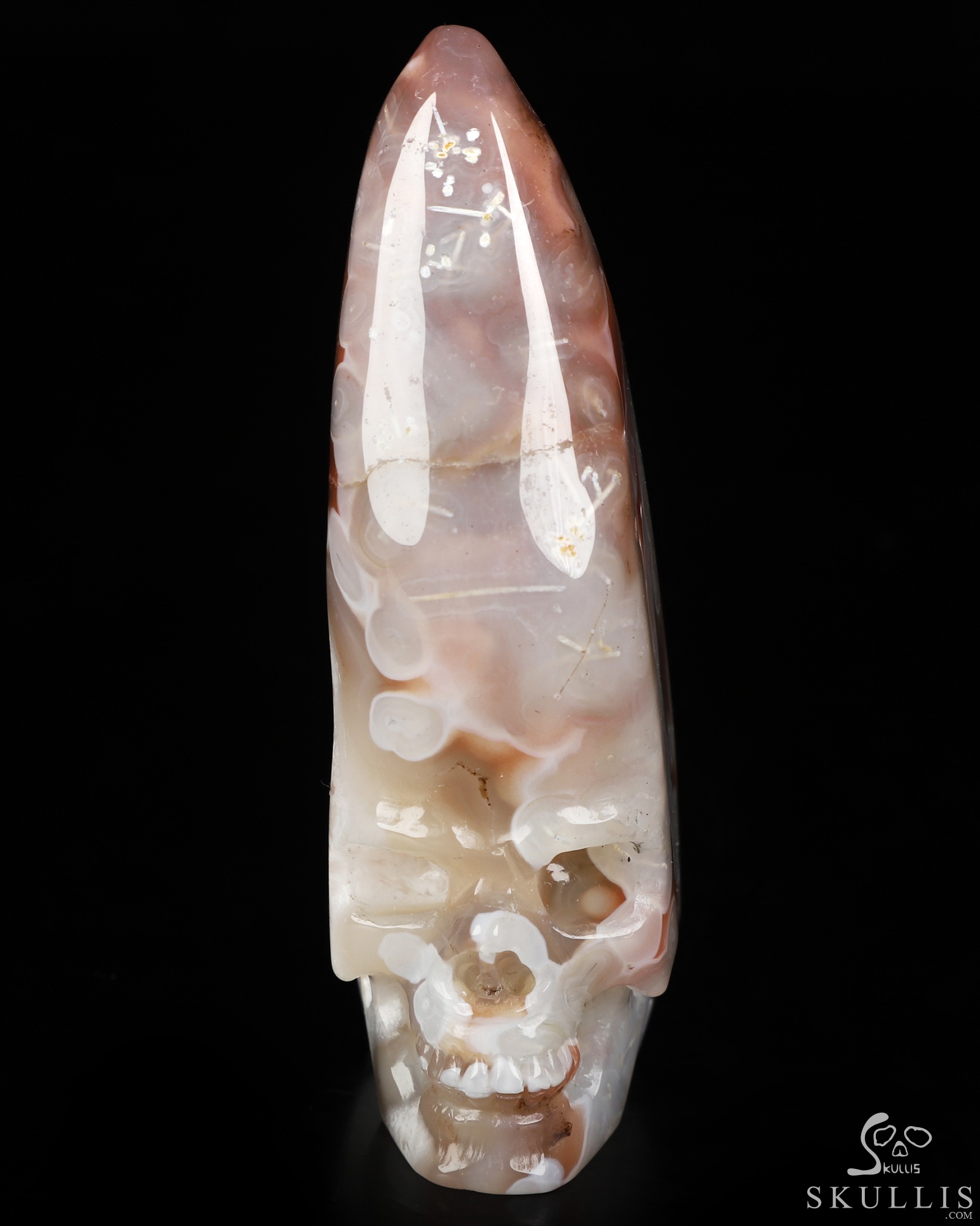 Gemstone 3.5" Mozambique Agate Hand Carved Crystal Skull Fine Art Sculpture, Crystal Healing Gemstone 3.5" Mozambique Agate Hand Carved Crystal Skull Fine Art Sculpture, Crystal Healing