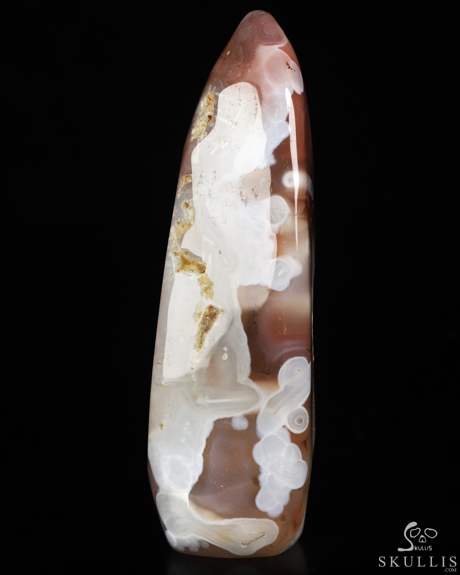Gemstone 3.5" Mozambique Agate Hand Carved Crystal Skull Fine Art Sculpture, Crystal Healing Gemstone 3.5" Mozambique Agate Hand Carved Crystal Skull Fine Art Sculpture, Crystal Healing