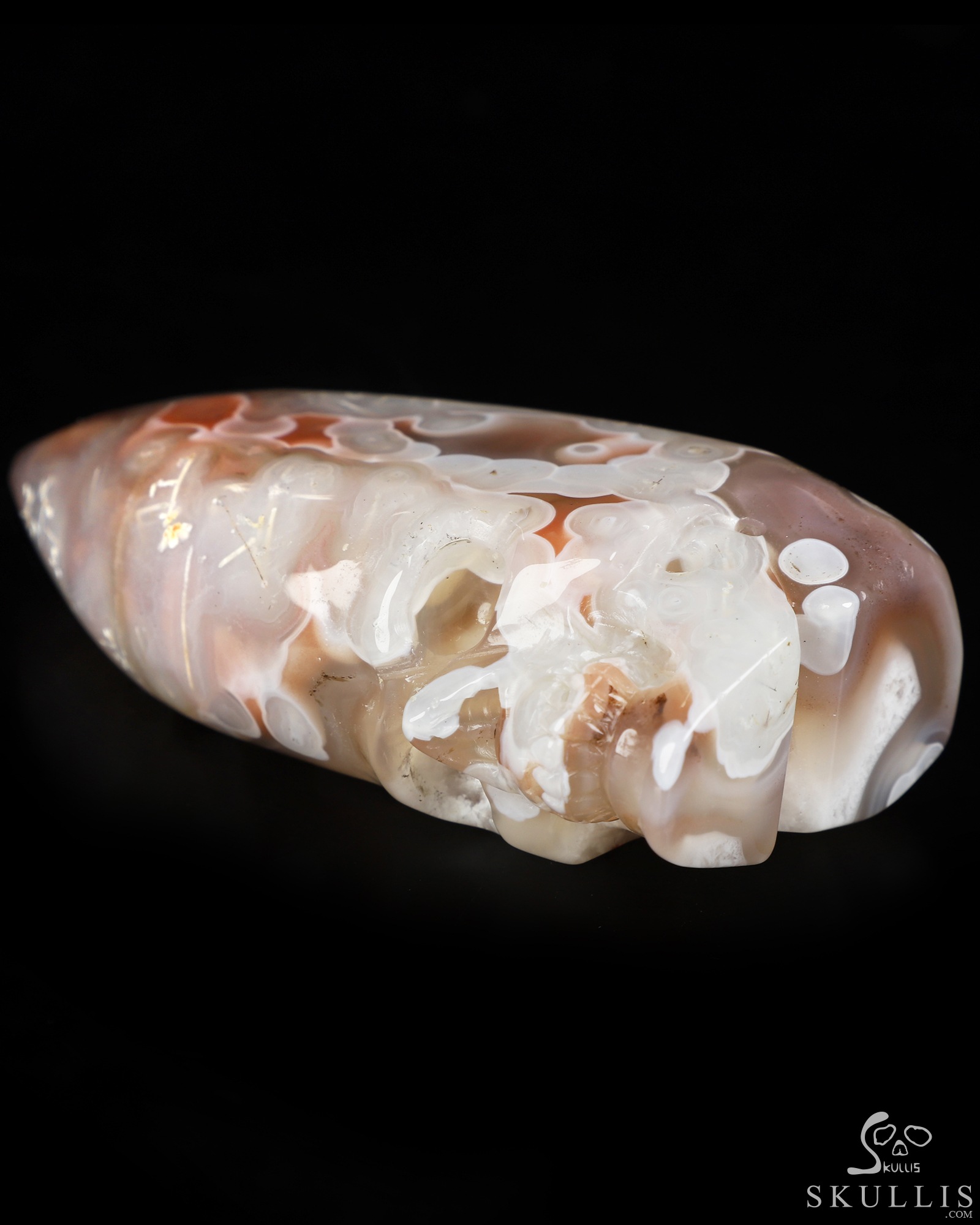 Gemstone 3.5" Mozambique Agate Hand Carved Crystal Skull Fine Art Sculpture, Crystal Healing Gemstone 3.5" Mozambique Agate Hand Carved Crystal Skull Fine Art Sculpture, Crystal Healing