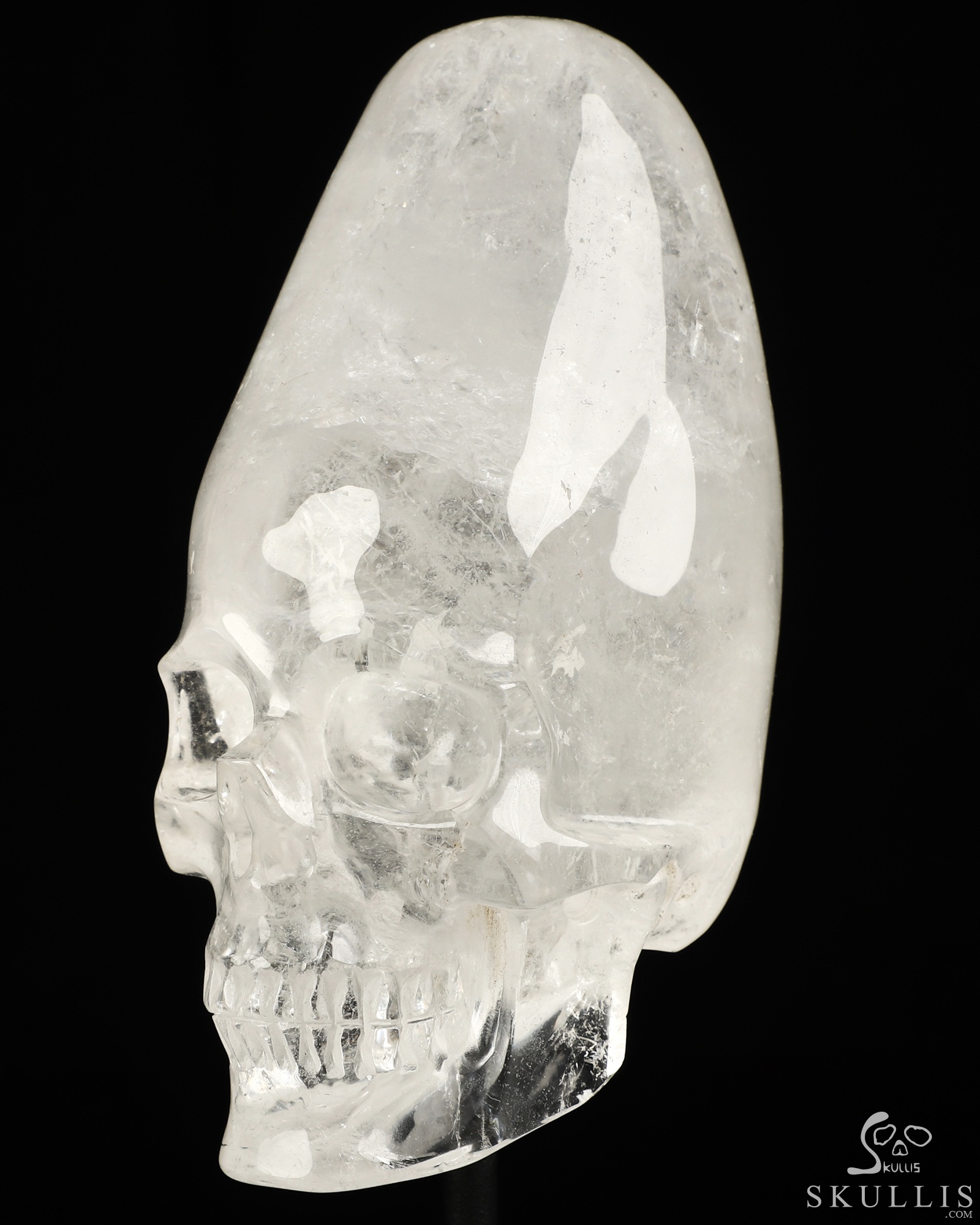 5.1" Quartz Rock Crystal Hand Carved Incan Crystal Skull Sculpture With Stand, Crystal Healing 5.1" Quartz Rock Crystal Hand Carved Incan Crystal Skull Sculpture With Stand, Crystal Healing