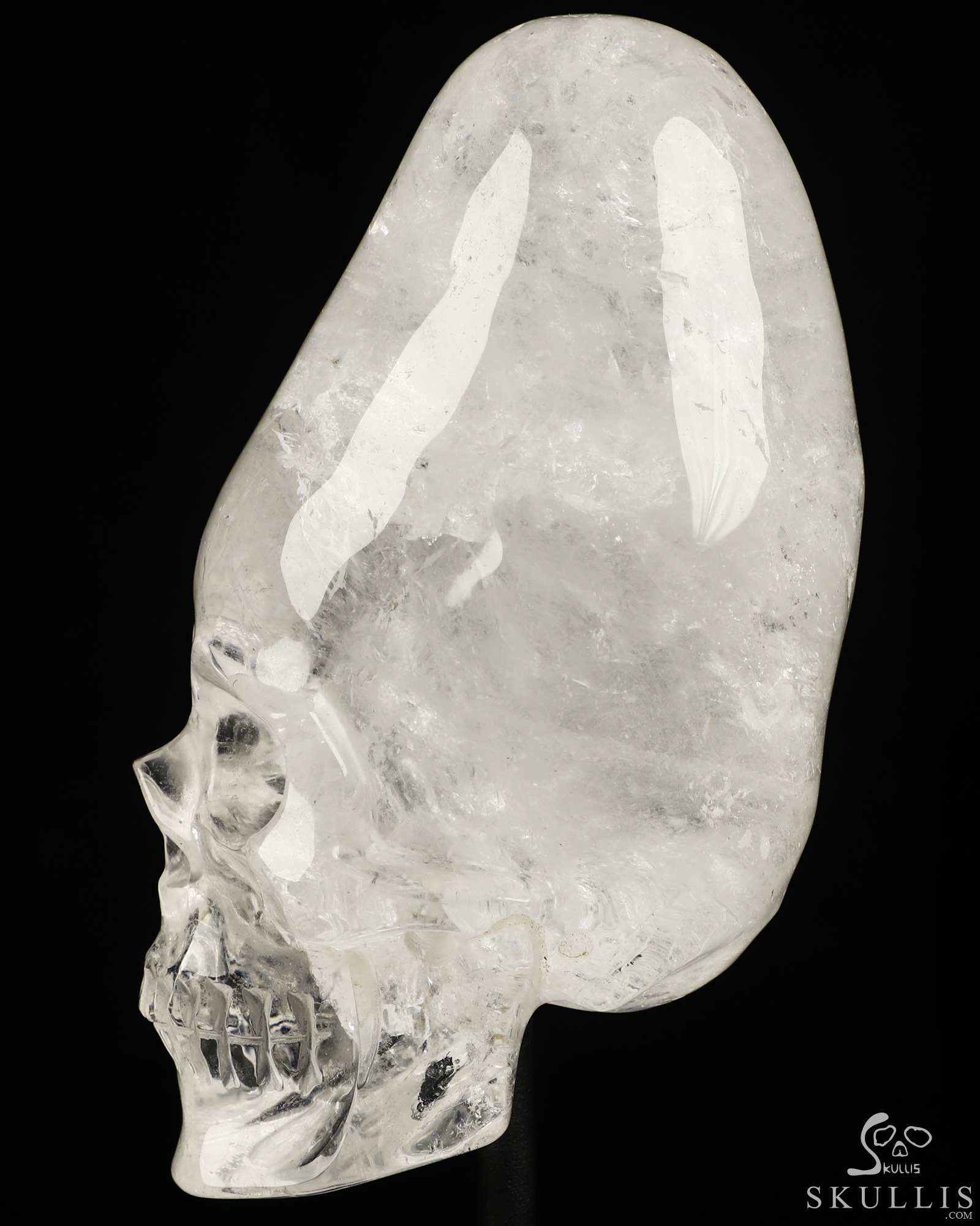 5.1" Quartz Rock Crystal Hand Carved Incan Crystal Skull Sculpture With Stand, Crystal Healing 5.1" Quartz Rock Crystal Hand Carved Incan Crystal Skull Sculpture With Stand, Crystal Healing