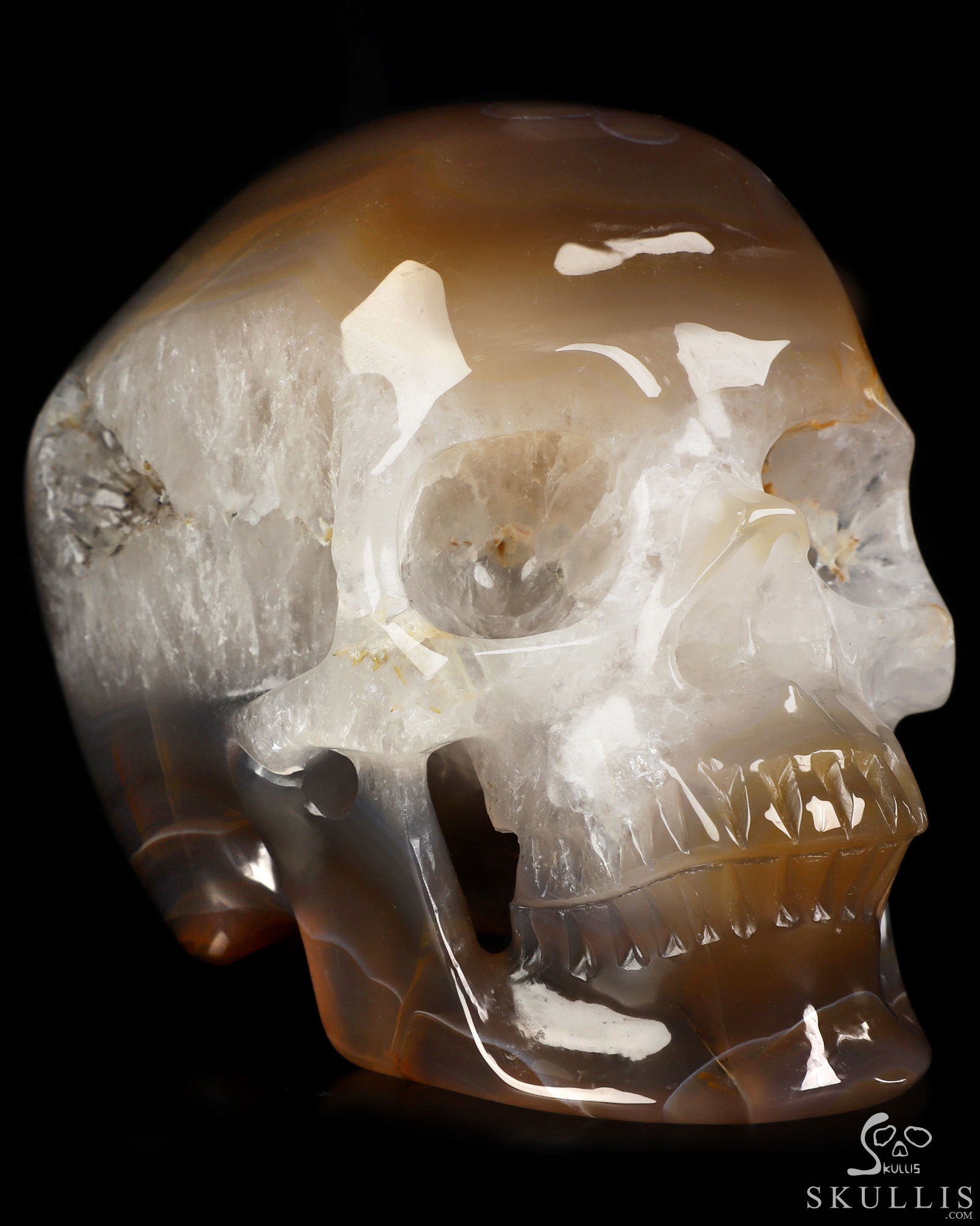 5.0" Premium Brazilian Agate Hand Carved Crystal Skull, Super Realistic, Crystal Healing 5.0" Premium Brazilian Agate Hand Carved Crystal Skull, Super Realistic, Crystal Healing