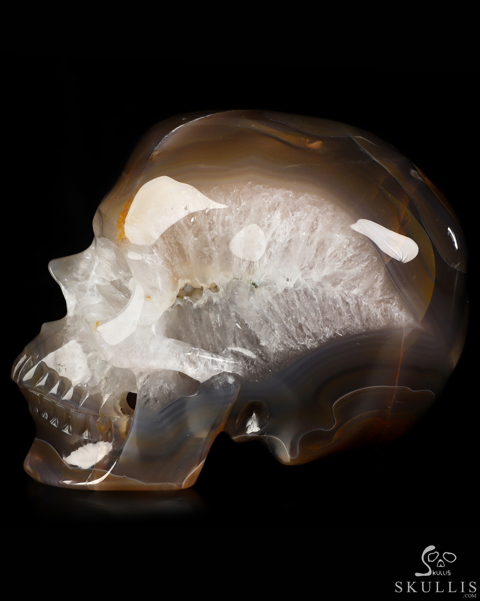 5.0" Premium Brazilian Agate Hand Carved Crystal Skull, Super Realistic, Crystal Healing 5.0" Premium Brazilian Agate Hand Carved Crystal Skull, Super Realistic, Crystal Healing