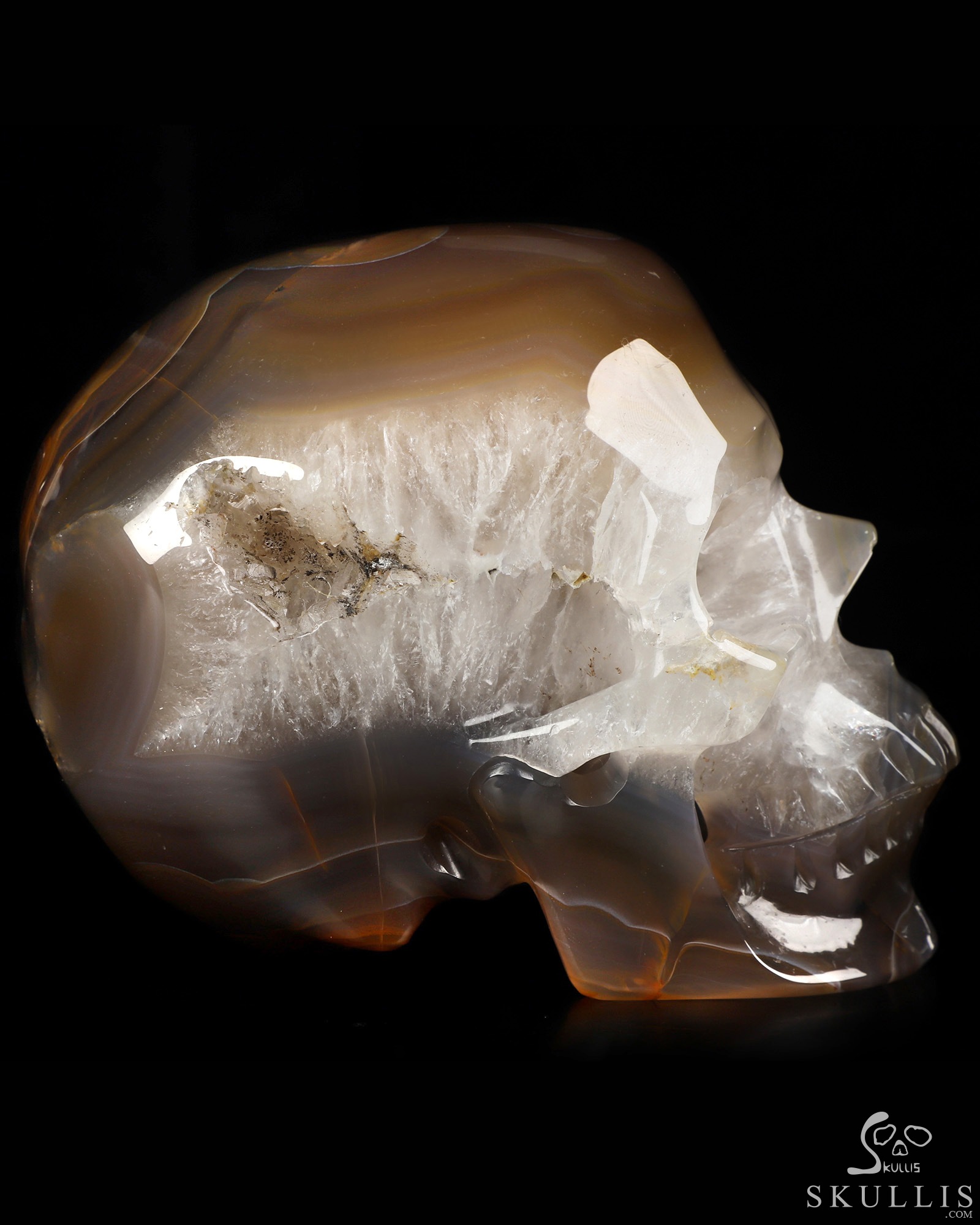 5.0" Premium Brazilian Agate Hand Carved Crystal Skull, Super Realistic, Crystal Healing 5.0" Premium Brazilian Agate Hand Carved Crystal Skull, Super Realistic, Crystal Healing