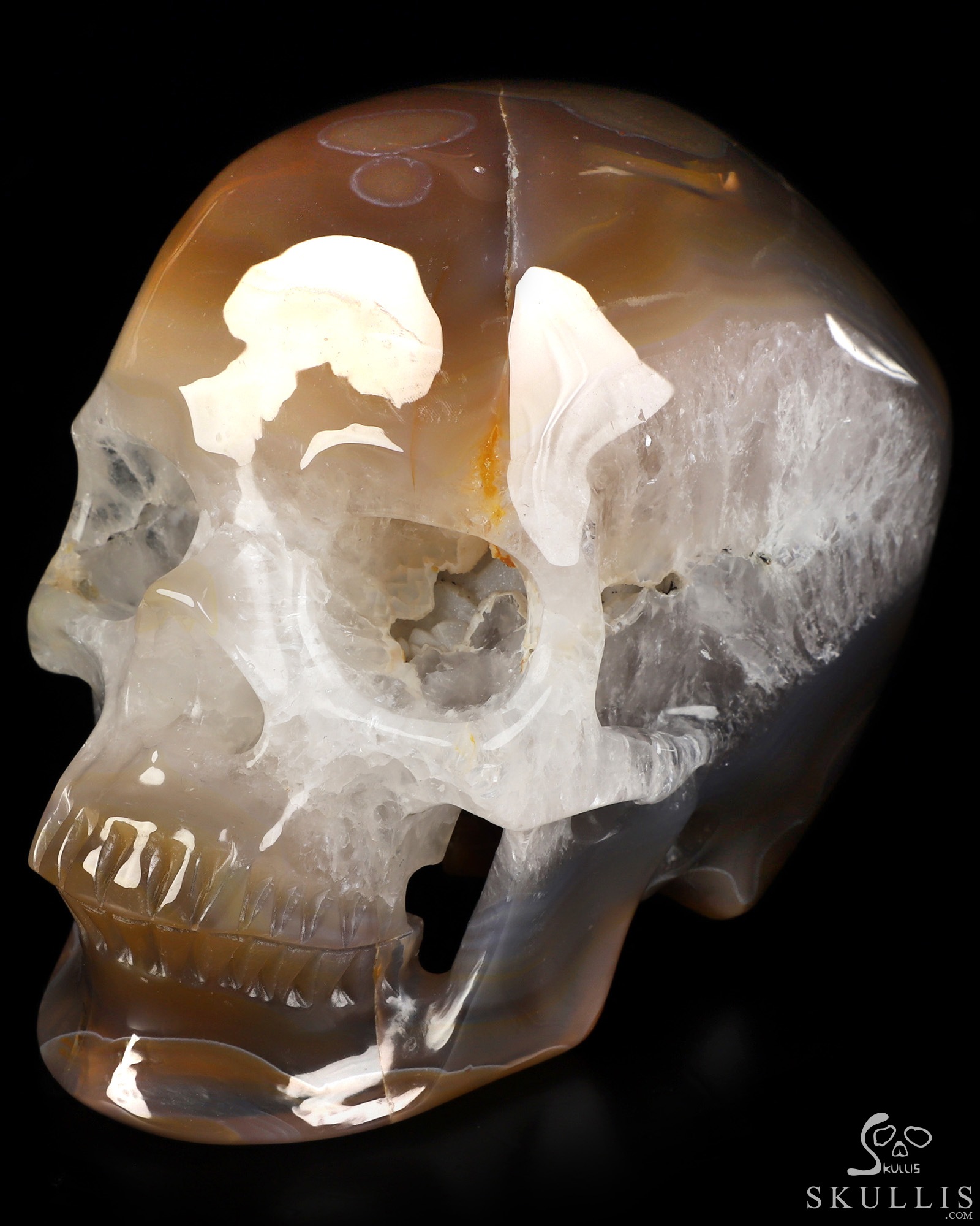 5.0" Premium Brazilian Agate Hand Carved Crystal Skull, Super Realistic, Crystal Healing 5.0" Premium Brazilian Agate Hand Carved Crystal Skull, Super Realistic, Crystal Healing