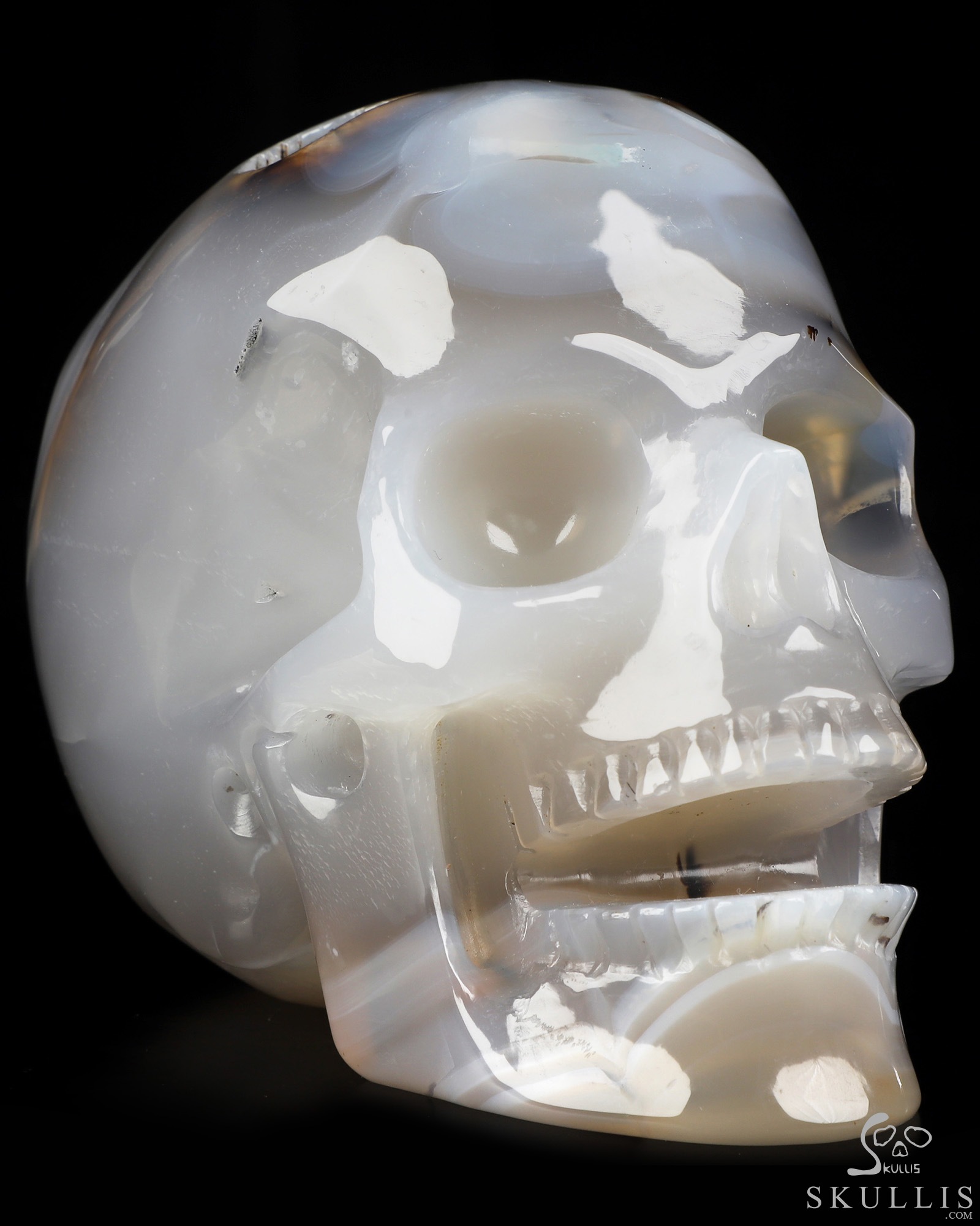 5.1" Premium Brazilian Agate Hand Carved Singing Crystal Skull Sculpture, Crystal Healing 5.1" Premium Brazilian Agate Hand Carved Singing Crystal Skull Sculpture, Crystal Healing