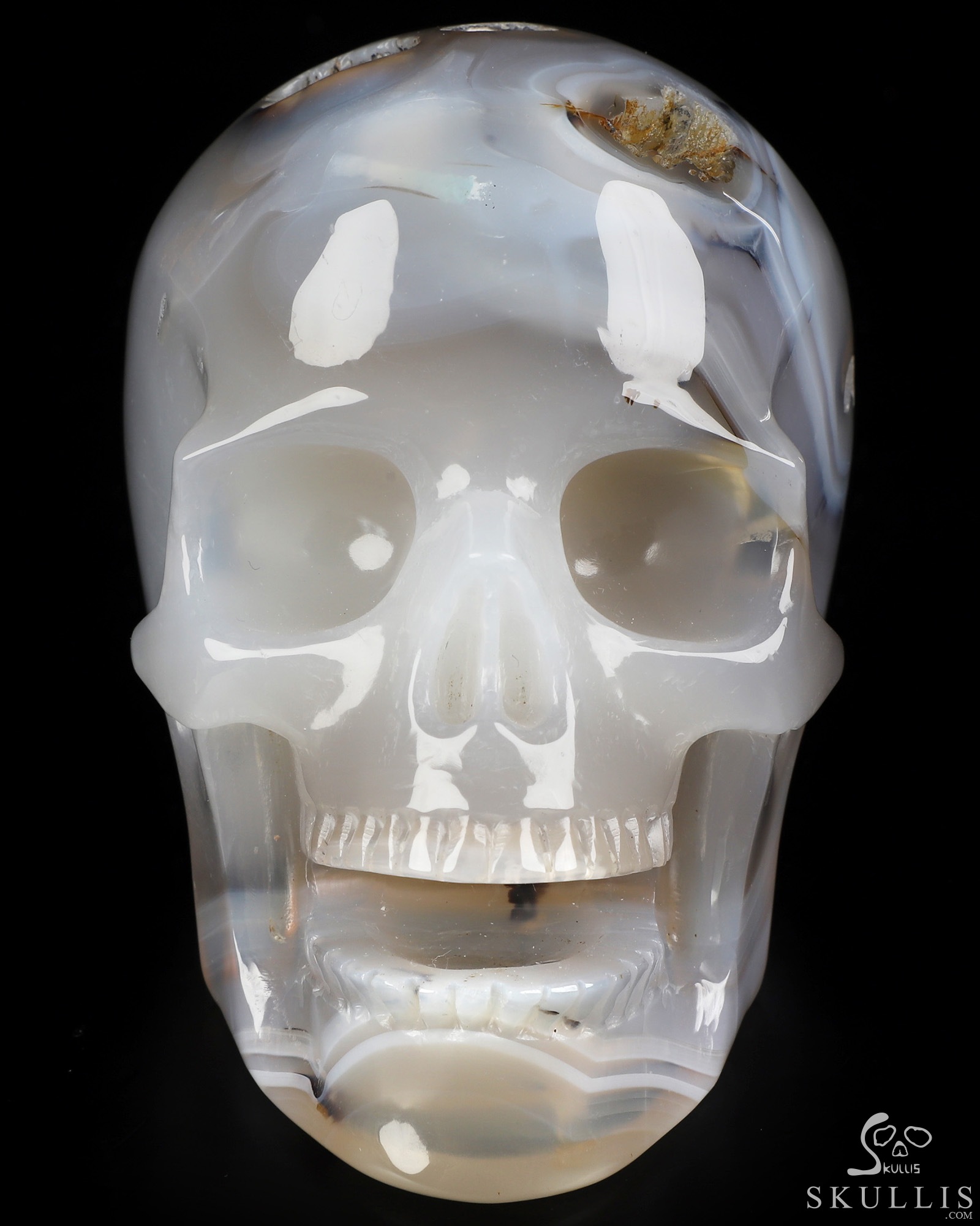 5.1" Premium Brazilian Agate Hand Carved Singing Crystal Skull Sculpture, Crystal Healing 5.1" Premium Brazilian Agate Hand Carved Singing Crystal Skull Sculpture, Crystal Healing