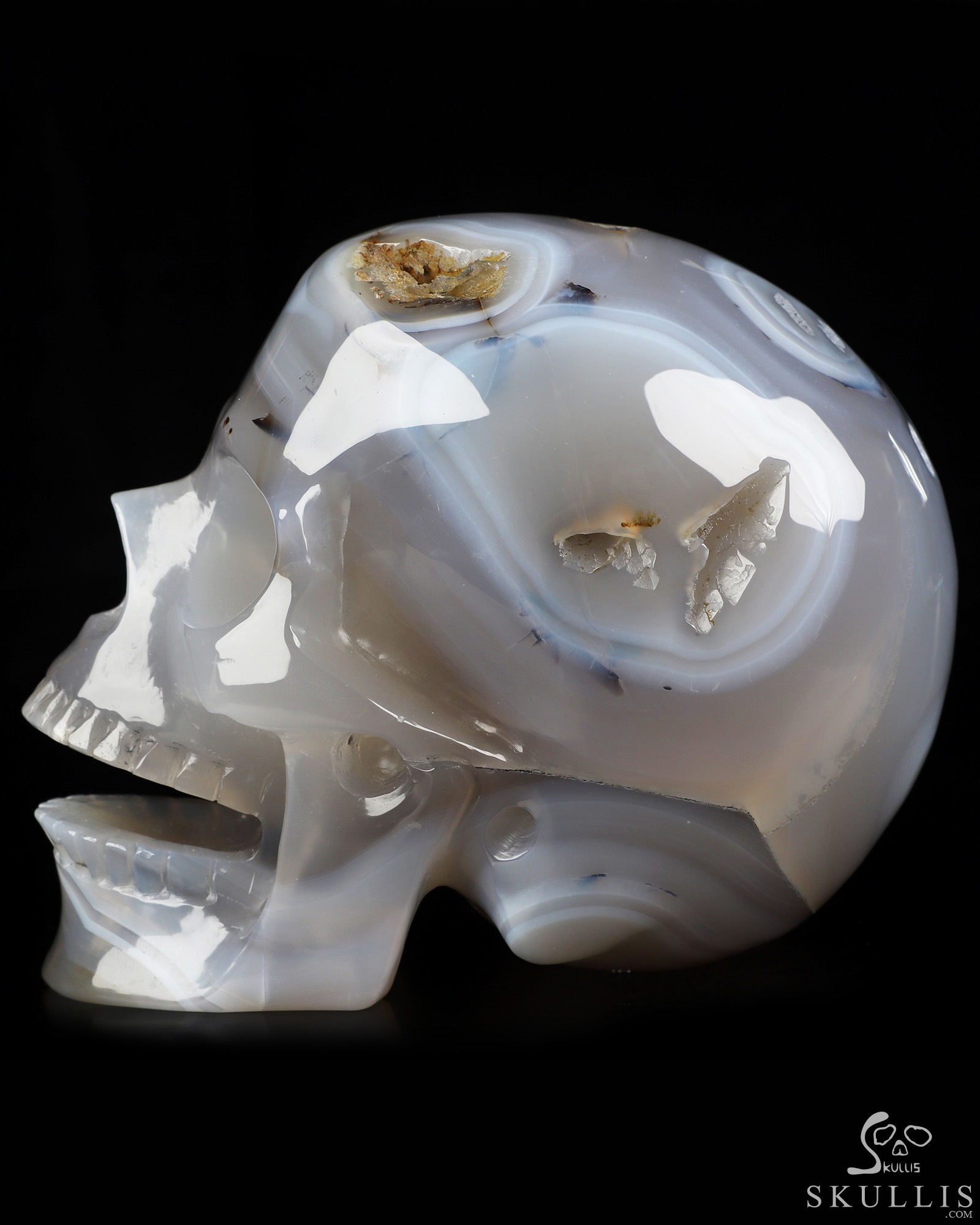 5.1" Premium Brazilian Agate Hand Carved Singing Crystal Skull Sculpture, Crystal Healing 5.1" Premium Brazilian Agate Hand Carved Singing Crystal Skull Sculpture, Crystal Healing