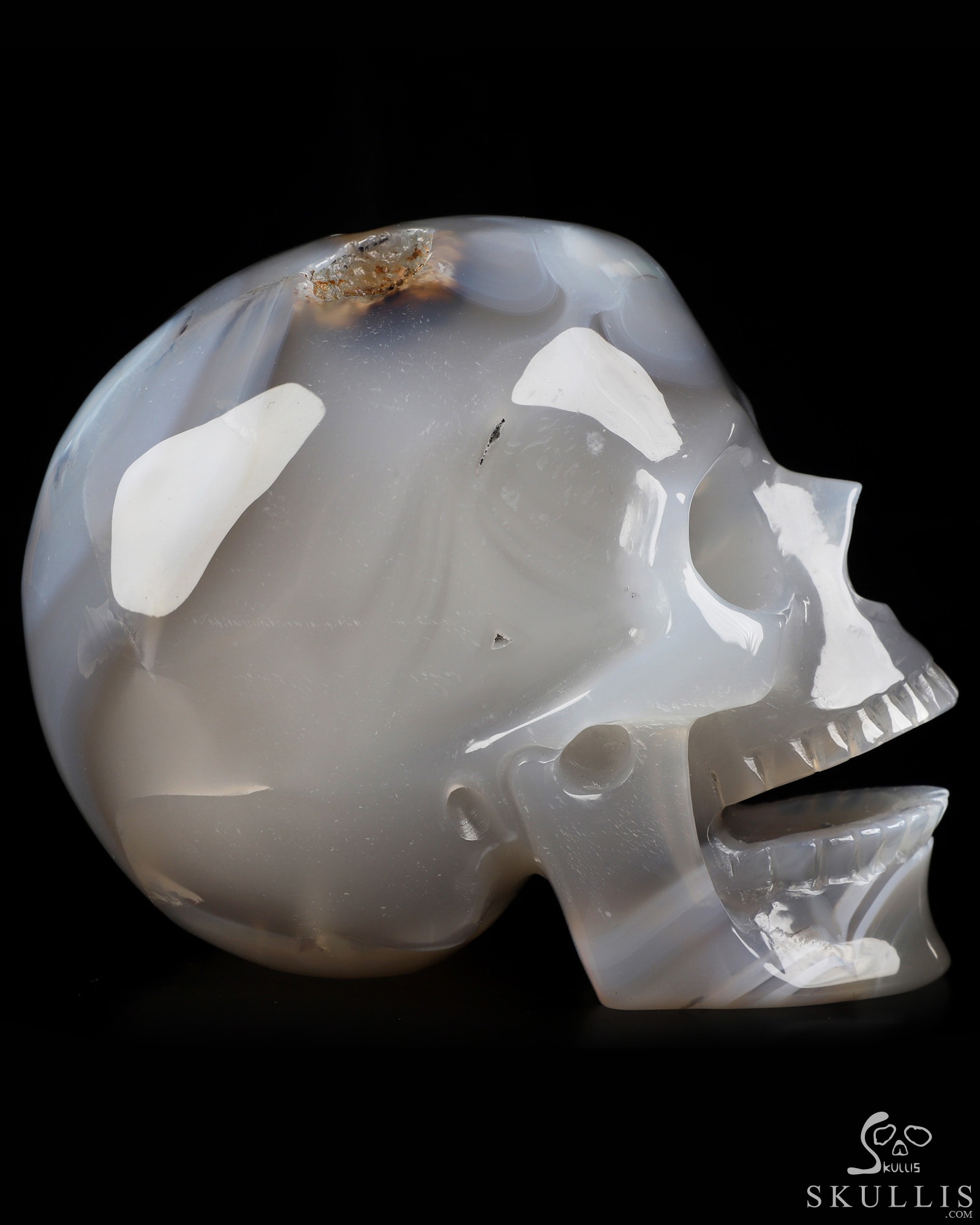 5.1" Premium Brazilian Agate Hand Carved Singing Crystal Skull Sculpture, Crystal Healing 5.1" Premium Brazilian Agate Hand Carved Singing Crystal Skull Sculpture, Crystal Healing