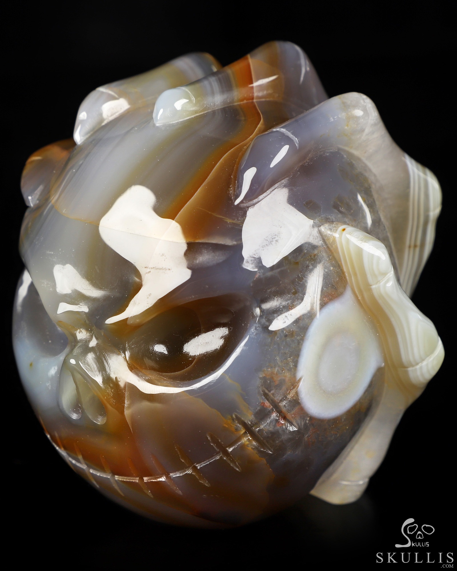 3.1" Premium Brazilian Agate Hand Carved Jack Crystal Skull Sculpture, Crystal Healing 3.1" Premium Brazilian Agate Hand Carved Jack Crystal Skull Sculpture, Crystal Healing