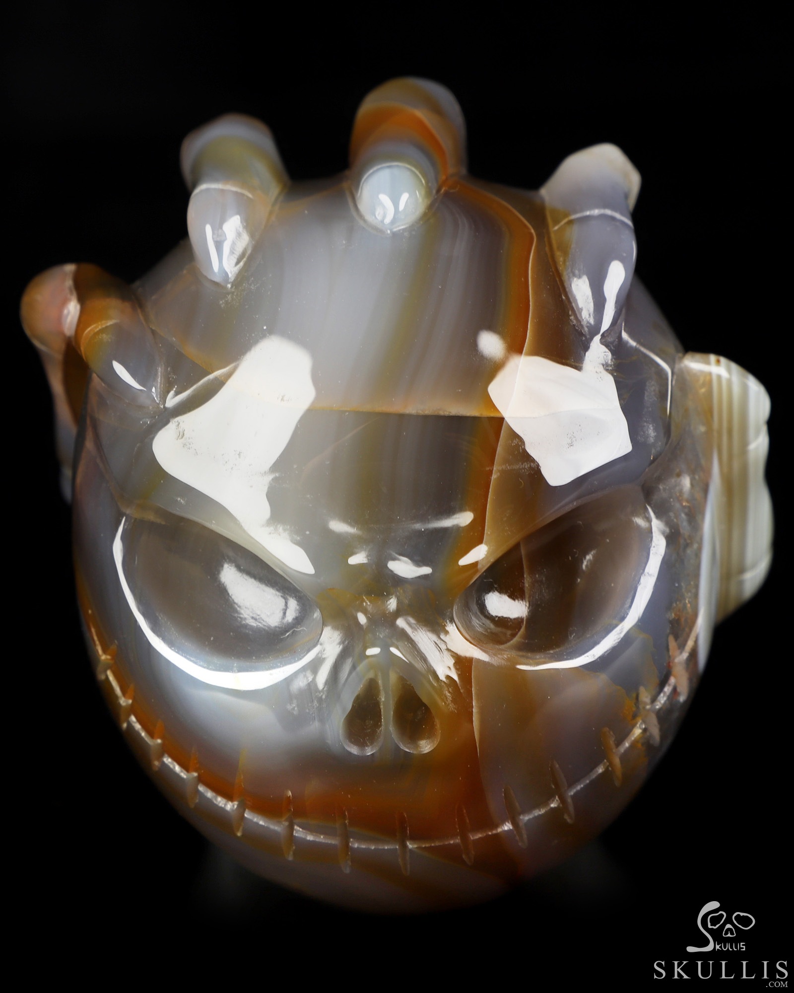 3.1" Premium Brazilian Agate Hand Carved Jack Crystal Skull Sculpture, Crystal Healing 3.1" Premium Brazilian Agate Hand Carved Jack Crystal Skull Sculpture, Crystal Healing